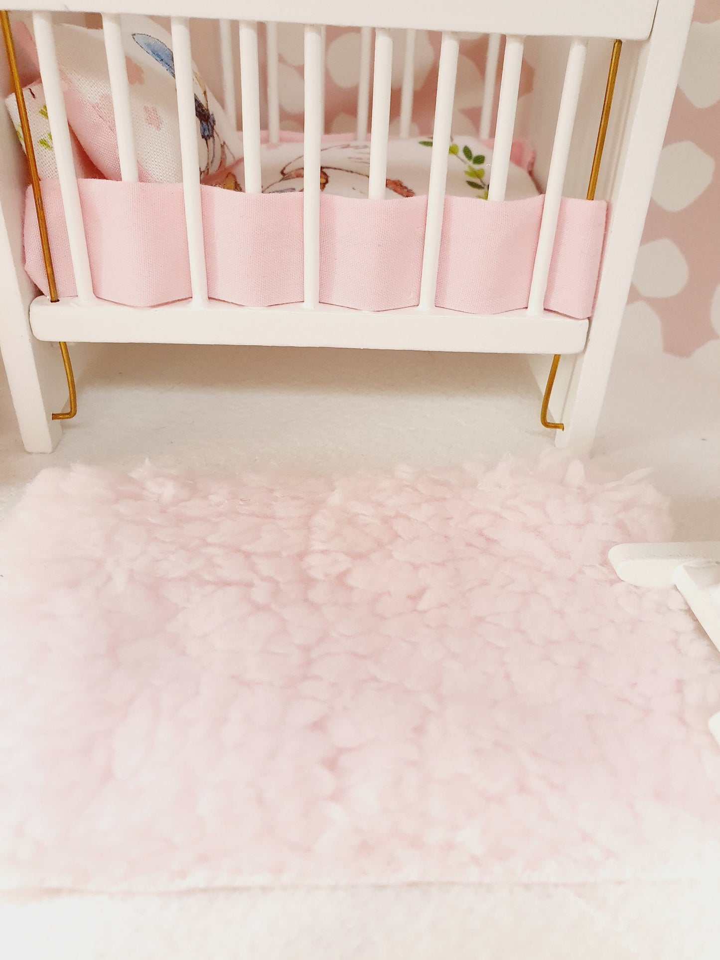 Dolls House Soft Baby Pink Fur Rug | 1:12th Scale | Miniature Rug