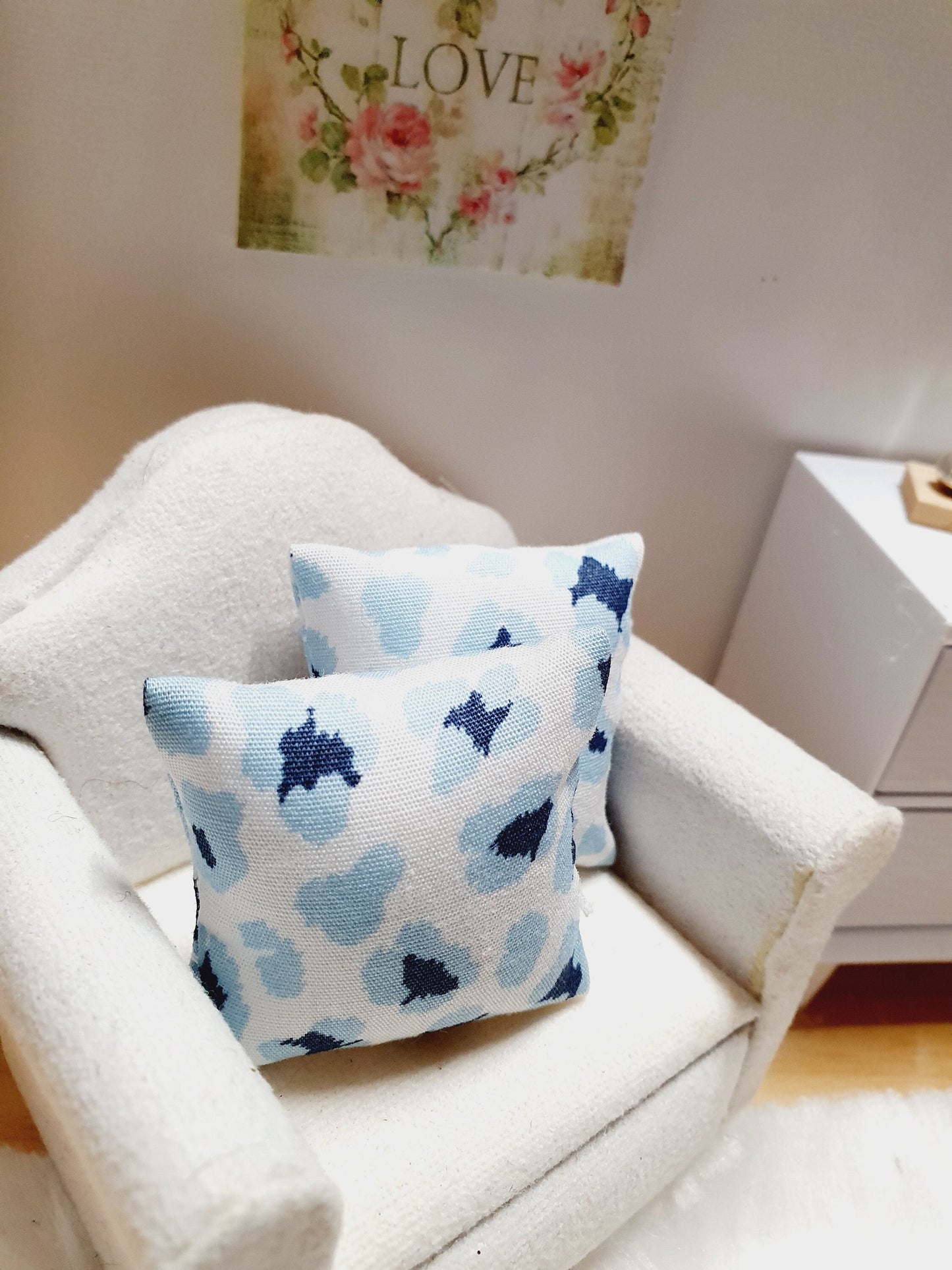 SALE!! Dolls house 2x Animal Print cushions, Choice of colours , 12th scale cushions, miniature cushions