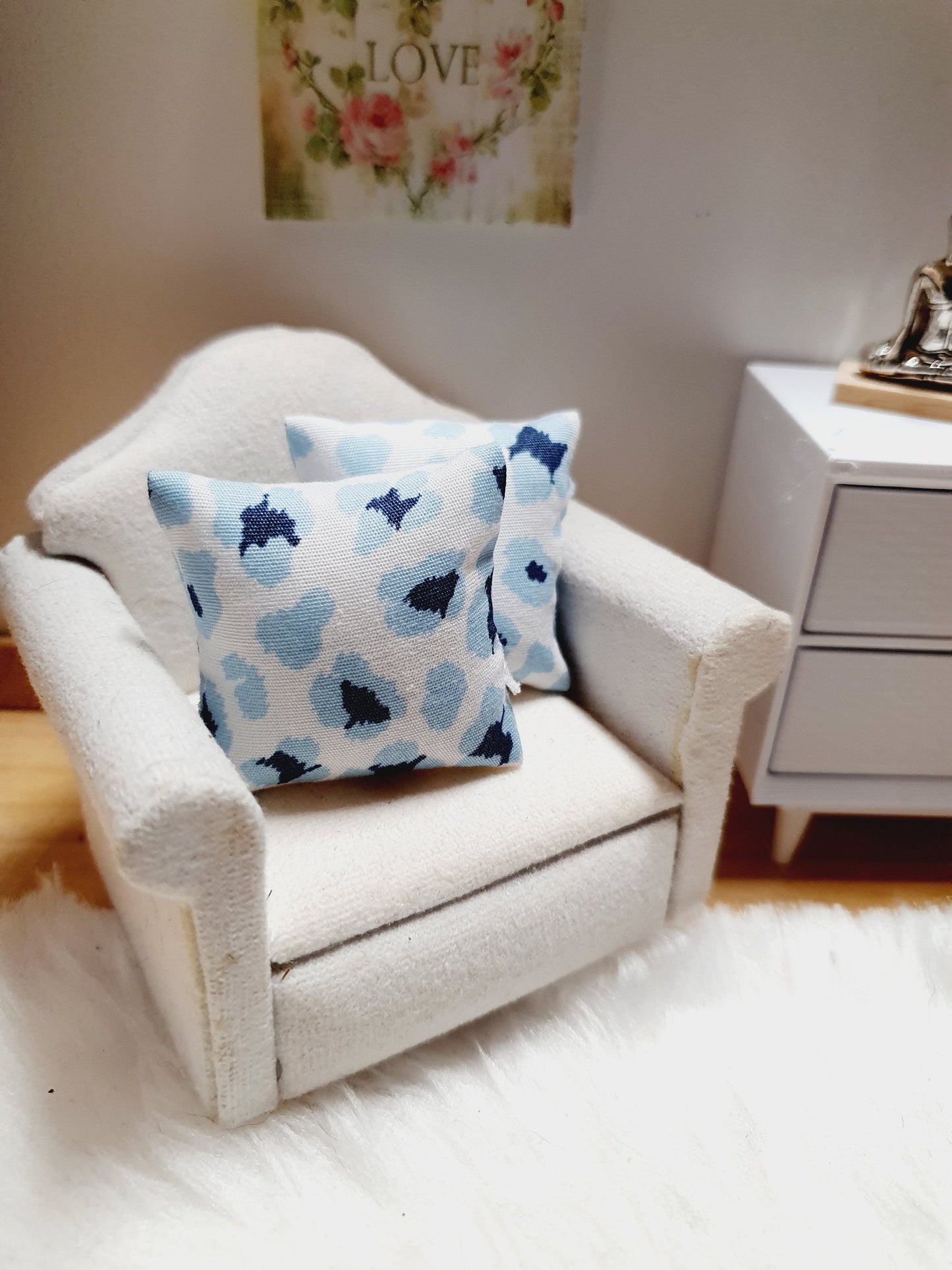 SALE!! Dolls house 2x Animal Print cushions, Choice of colours , 12th scale cushions, miniature cushions