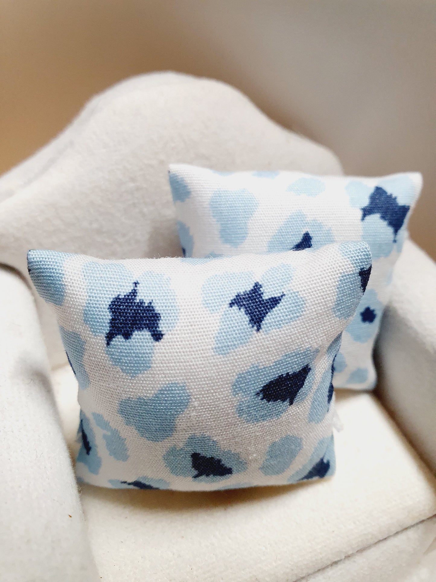SALE!! Dolls house 2x Animal Print cushions, Choice of colours , 12th scale cushions, miniature cushions