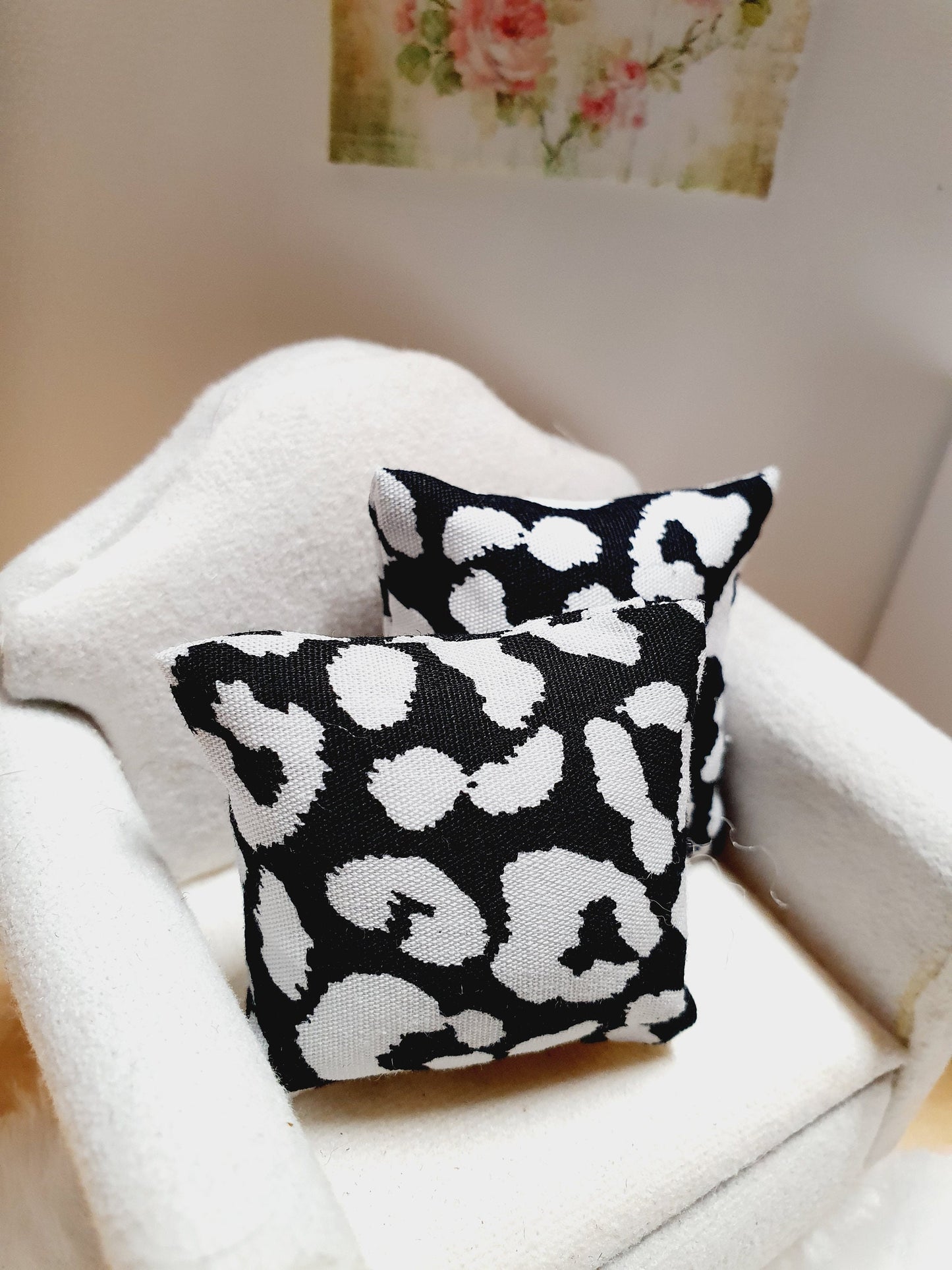 SALE!! Dolls house 2x Animal Print cushions, Choice of colours , 12th scale cushions, miniature cushions