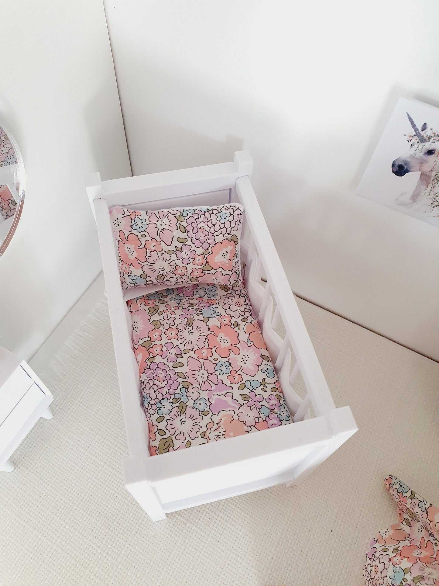 Dolls House Liberty Cot Bedding, 12th scale miniature bedding (CO9,CO10)