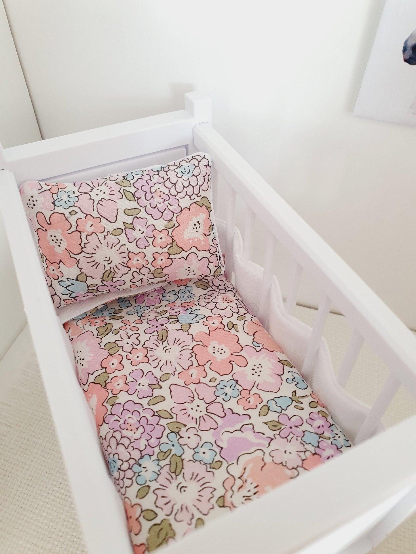 Dolls House Liberty Cot Bedding, 12th scale miniature bedding (CO9,CO10)
