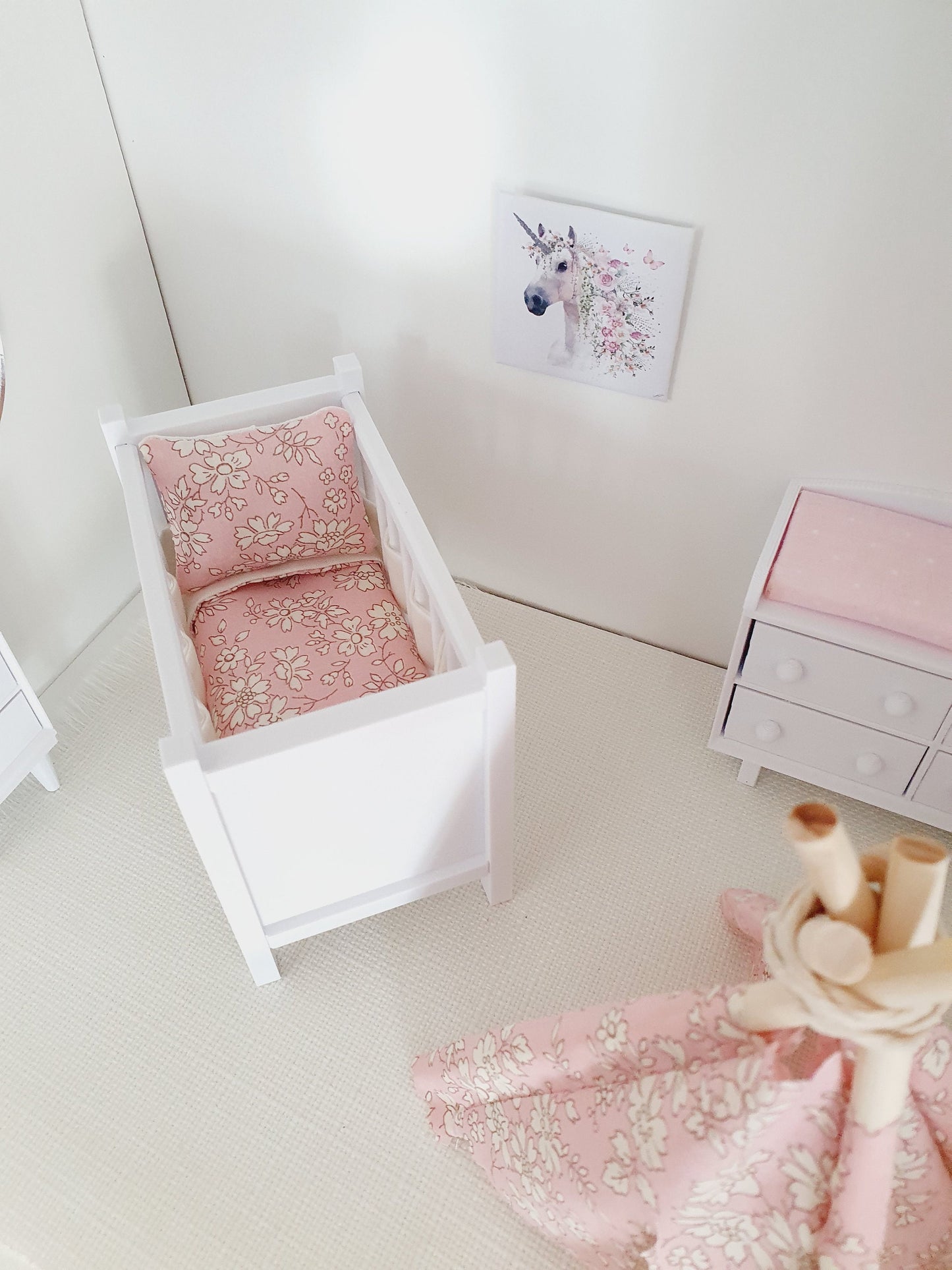 Dolls House Liberty Cot Bedding, 12th scale miniature bedding (CO9,CO10)