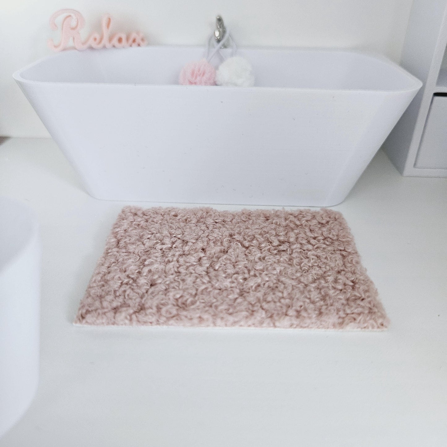 Dolls House Boucle Fabric Bath Mat | Choice of Colours | 1:12th Scale | Miniature Mat