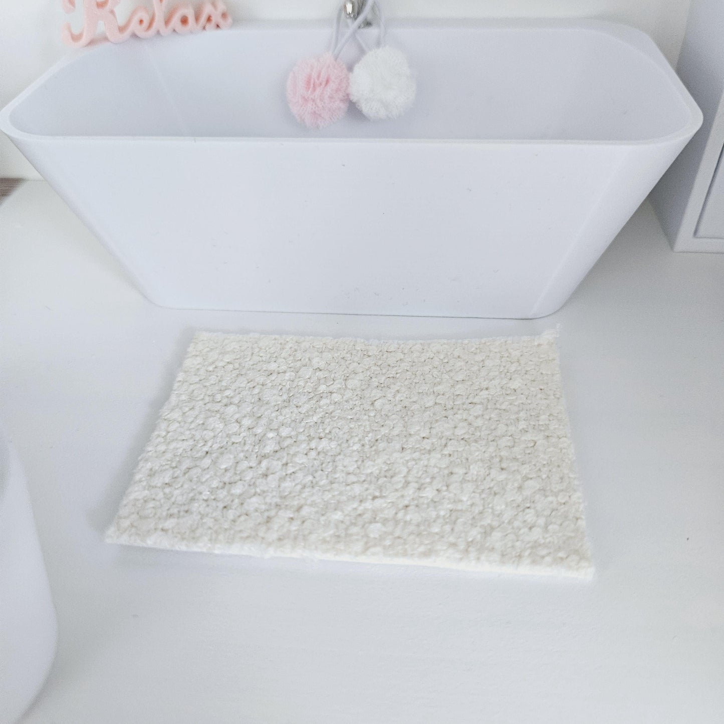 Dolls House Boucle Fabric Bath Mat | Choice of Colours | 1:12th Scale | Miniature Mat