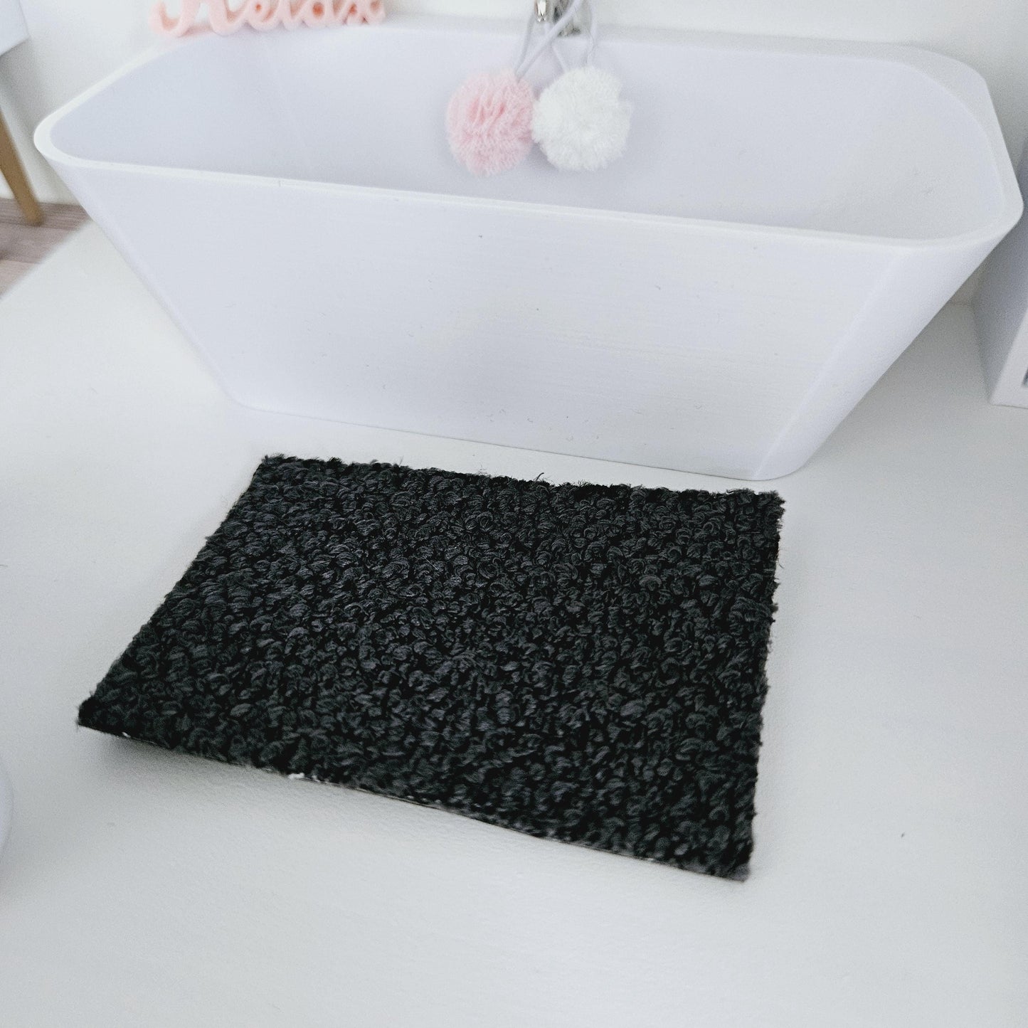 Dolls House Boucle Fabric Bath Mat | Choice of Colours | 1:12th Scale | Miniature Mat