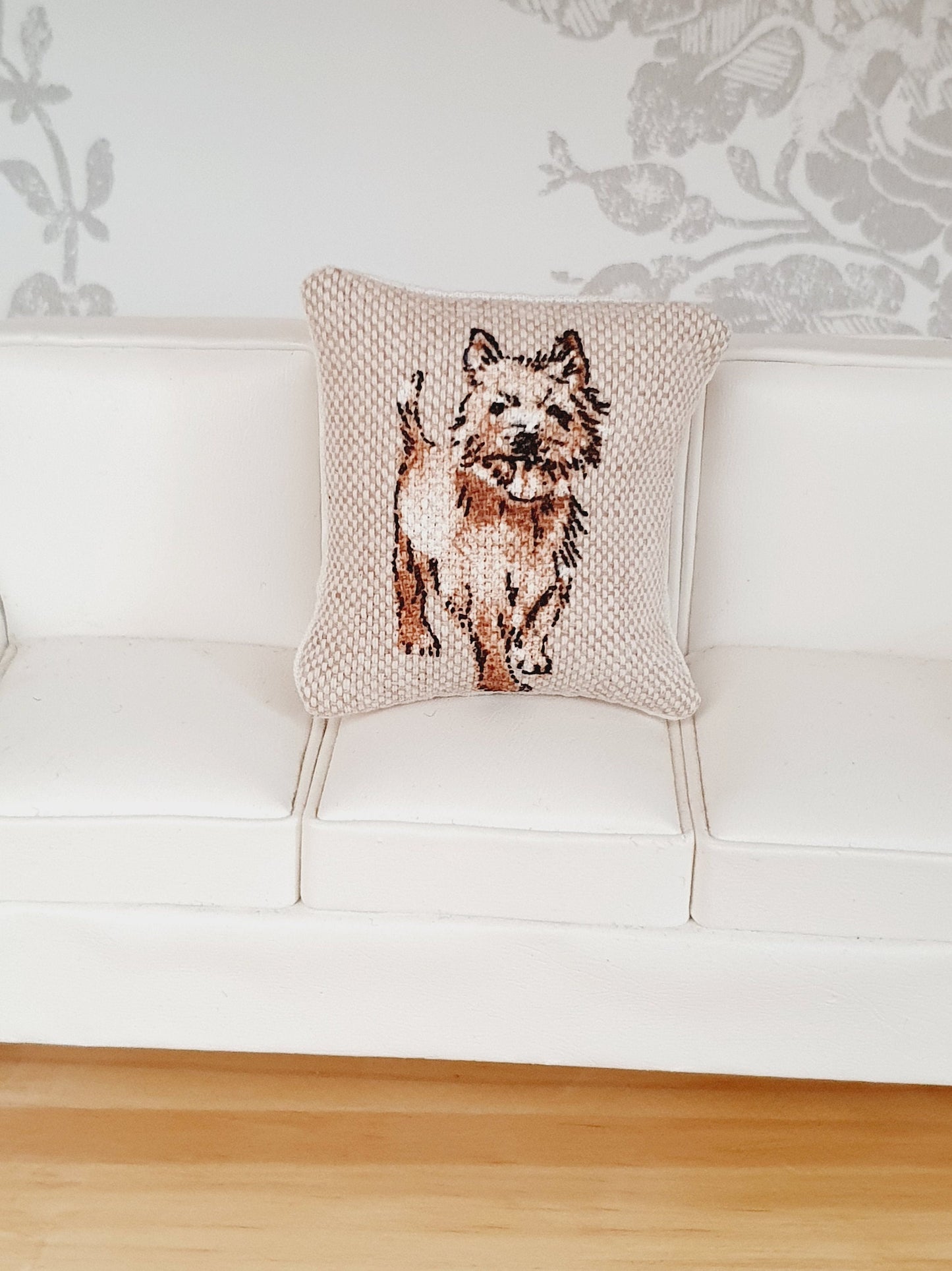 Dolls house 1x Dog cushion, Choice of Dog, 12th scale cushions, miniature cushion