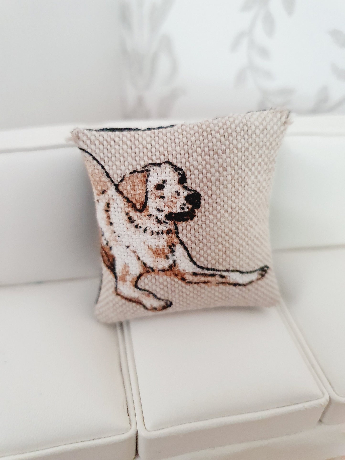 Dolls house 1x Dog cushion, Choice of Dog, 12th scale cushions, miniature cushion
