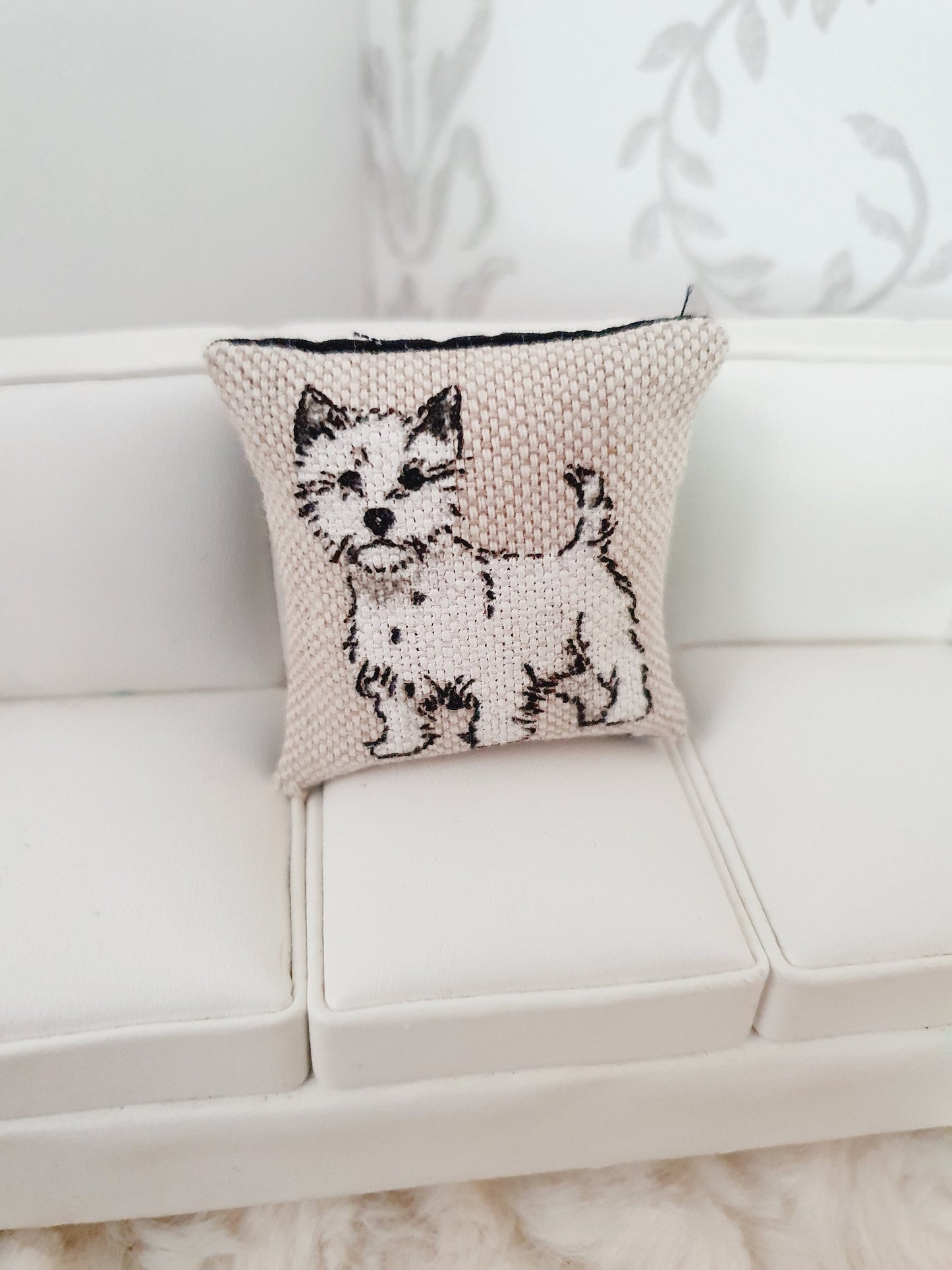 Dolls house 1x Dog cushion, Choice of Dog, 12th scale cushions, miniature cushion
