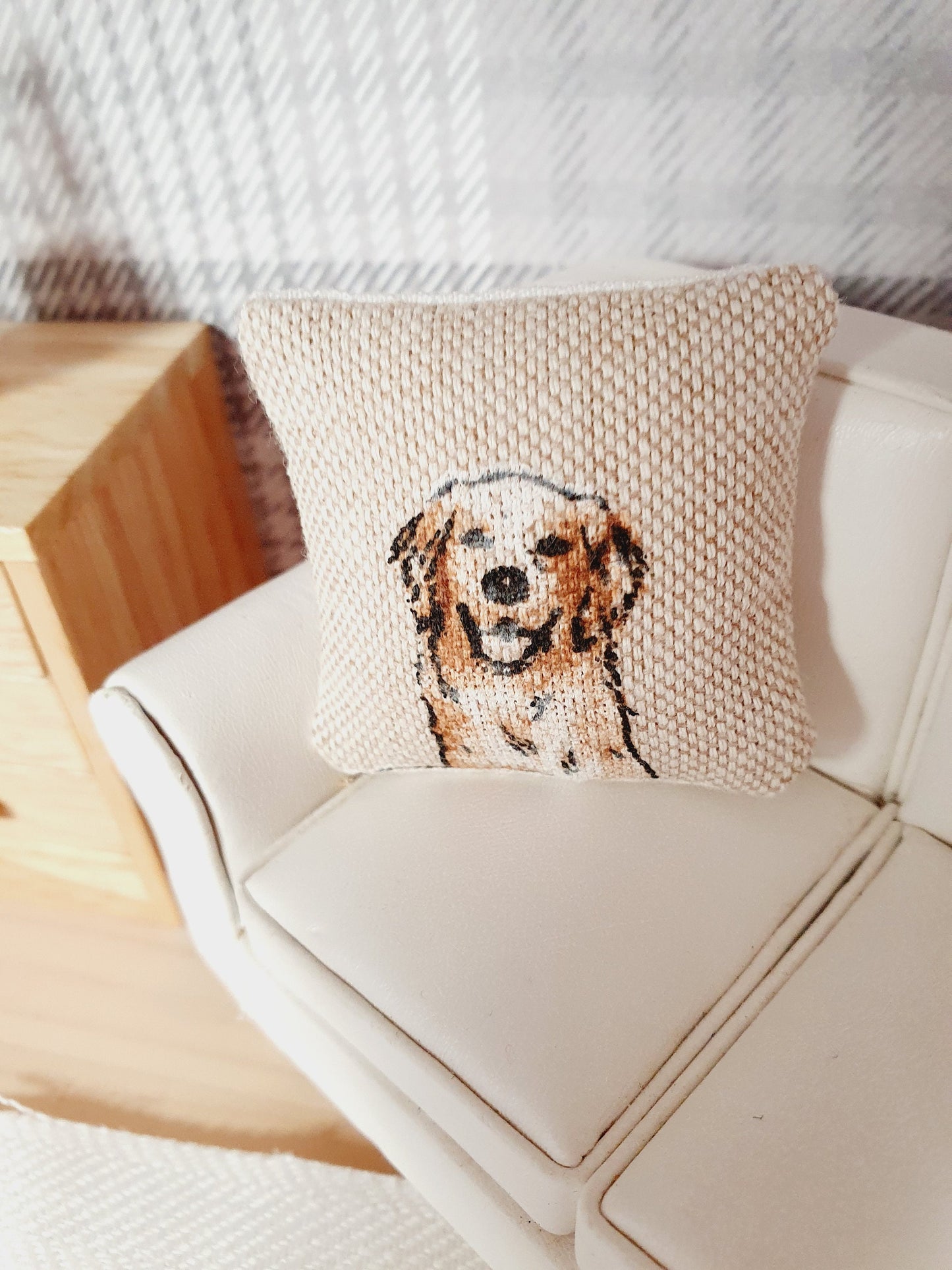 Dolls house 1x Dog cushion, Choice of Dog, 12th scale cushions, miniature cushion