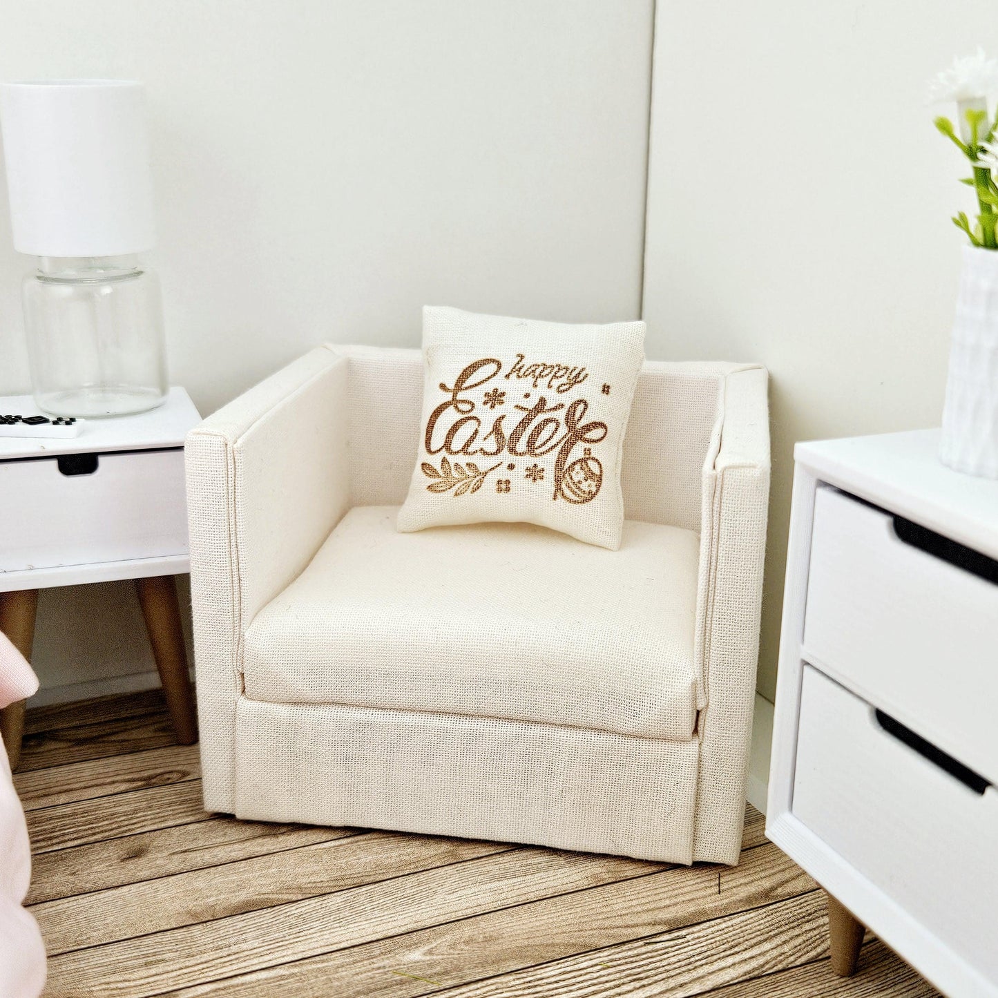 Dolls House Happy Easter Cushion, 12th scale, miniature cushion