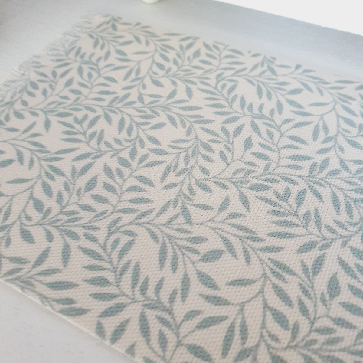 Dolls House Cream & Duck Egg Blue Rug | Leaf Design | 1:12th Scale