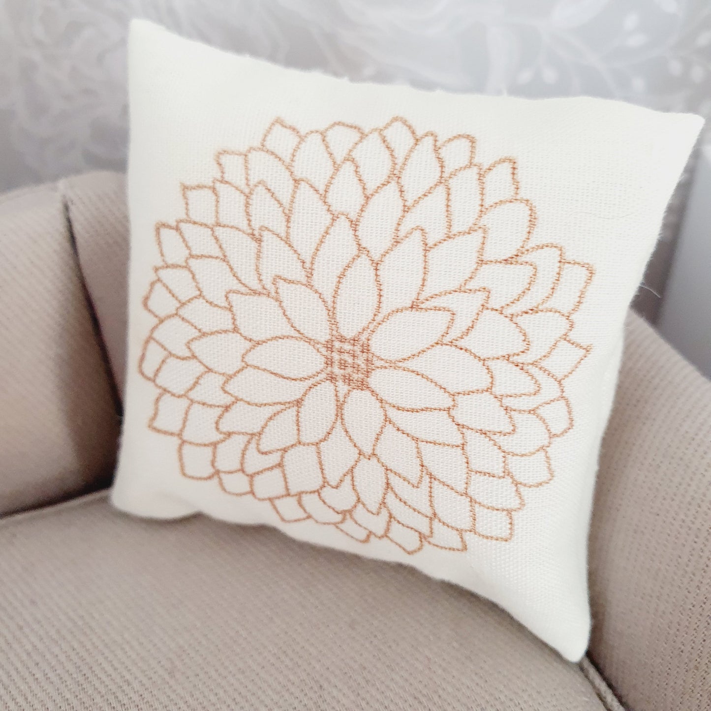 Dolls house 1x Flower cushion, Large flower cushion, 12th scale cushions, miniature cushion