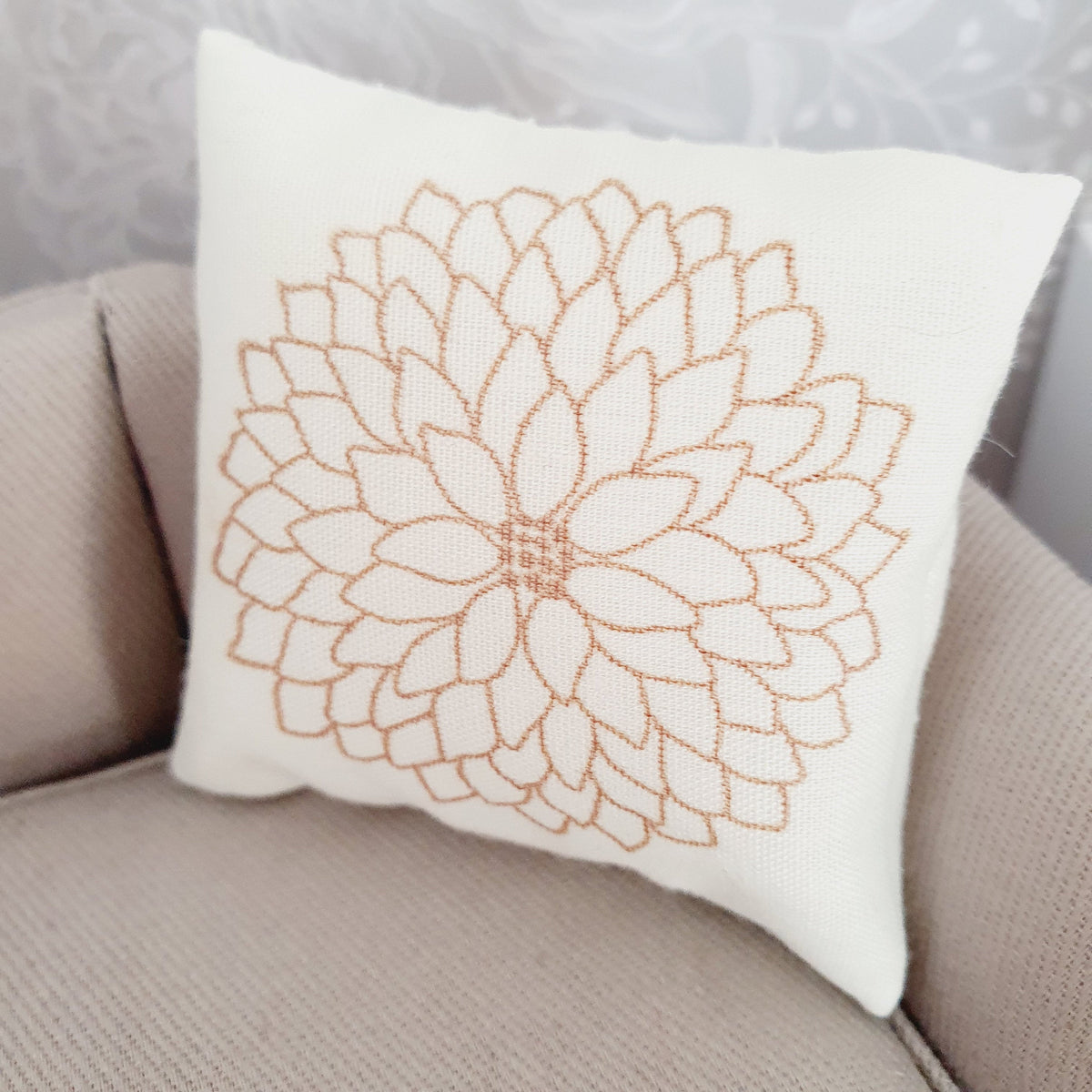 Dolls house 1x Flower cushion, Large flower cushion, 12th scale cushions, miniature cushion