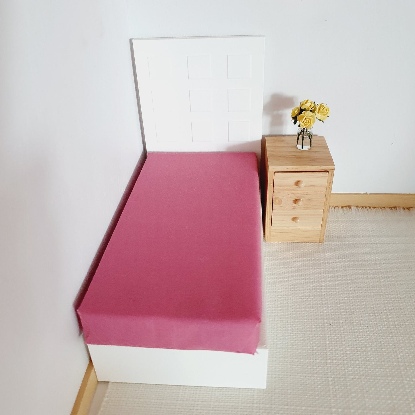 Dollhouse Single Mattress, Miniature Bed Accessory, Coloured Bedding, Dolls House Bedroom Decor, Mini Furniture, Handmade Design, 12th Scale