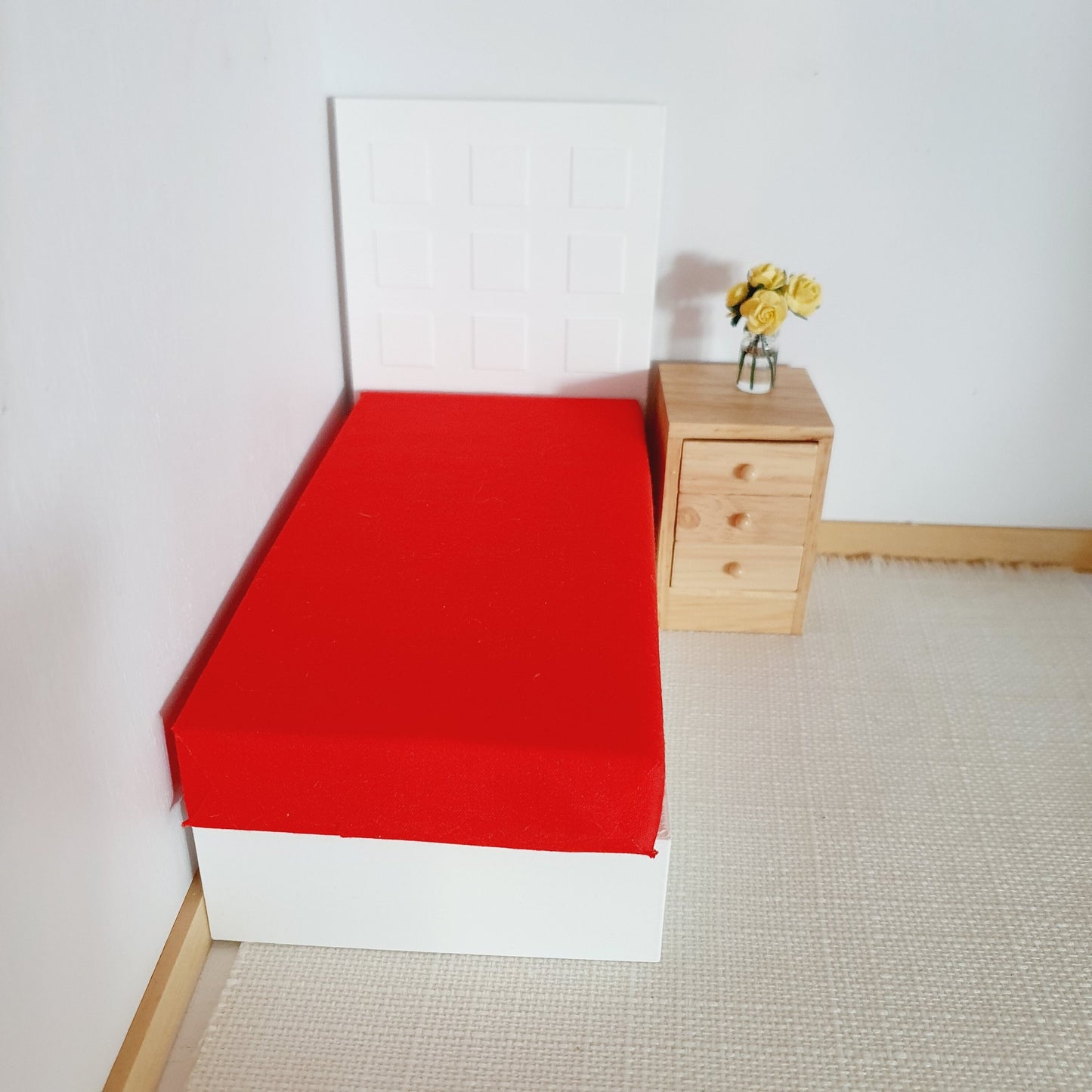 Dollhouse Single Mattress, Miniature Bed Accessory, Coloured Bedding, Dolls House Bedroom Decor, Mini Furniture, Handmade Design, 12th Scale