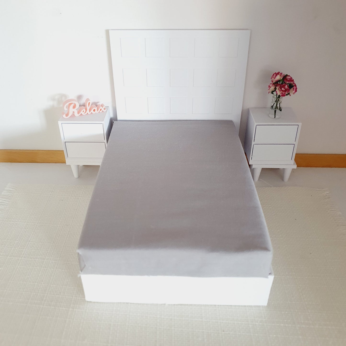Dollhouse Double Mattress, Miniature Bed Accessory, Coloured Bedding, Dolls House Bedroom Decor, Mini Furniture, Handmade Design, 12th Scale