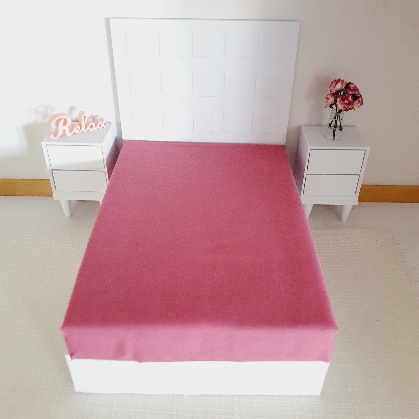 Dollhouse Double Mattress, Miniature Bed Accessory, Coloured Bedding, Dolls House Bedroom Decor, Mini Furniture, Handmade Design, 12th Scale