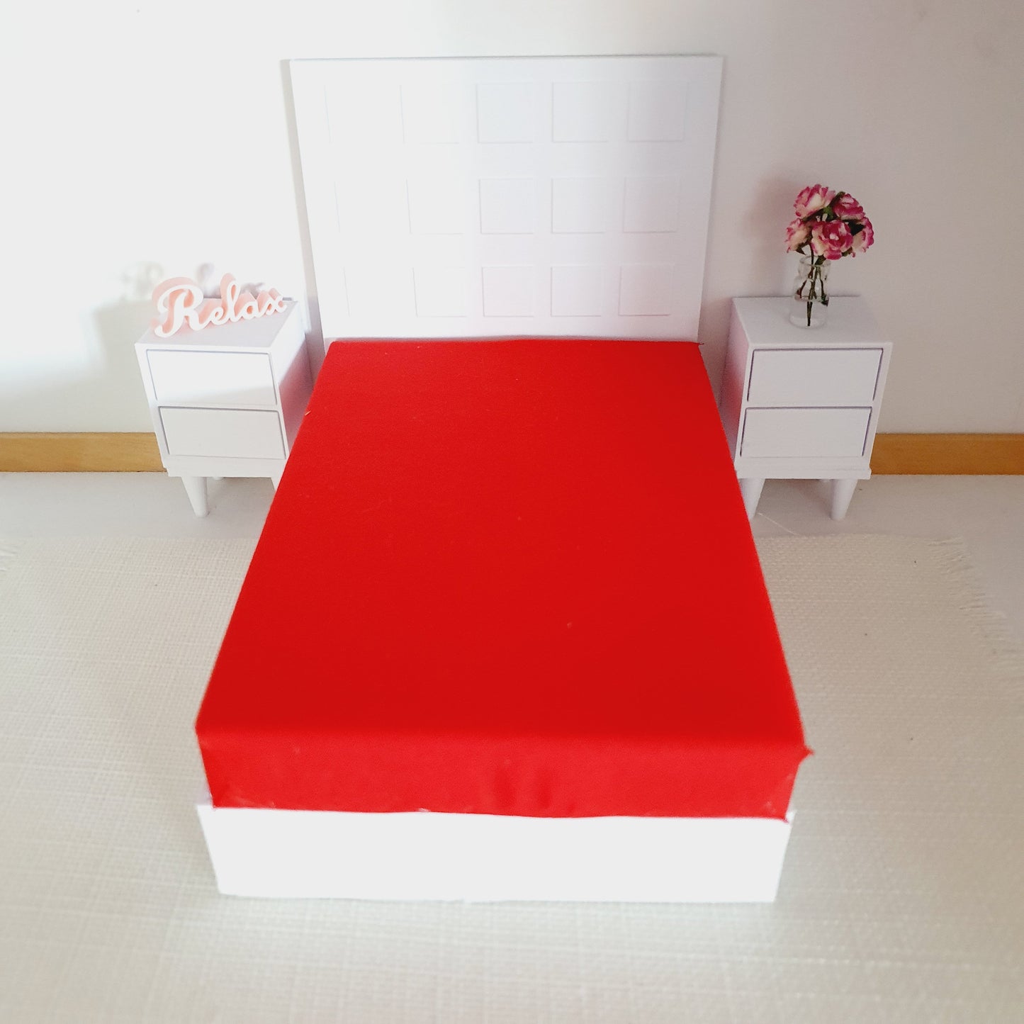 Dollhouse Double Mattress, Miniature Bed Accessory, Coloured Bedding, Dolls House Bedroom Decor, Mini Furniture, Handmade Design, 12th Scale
