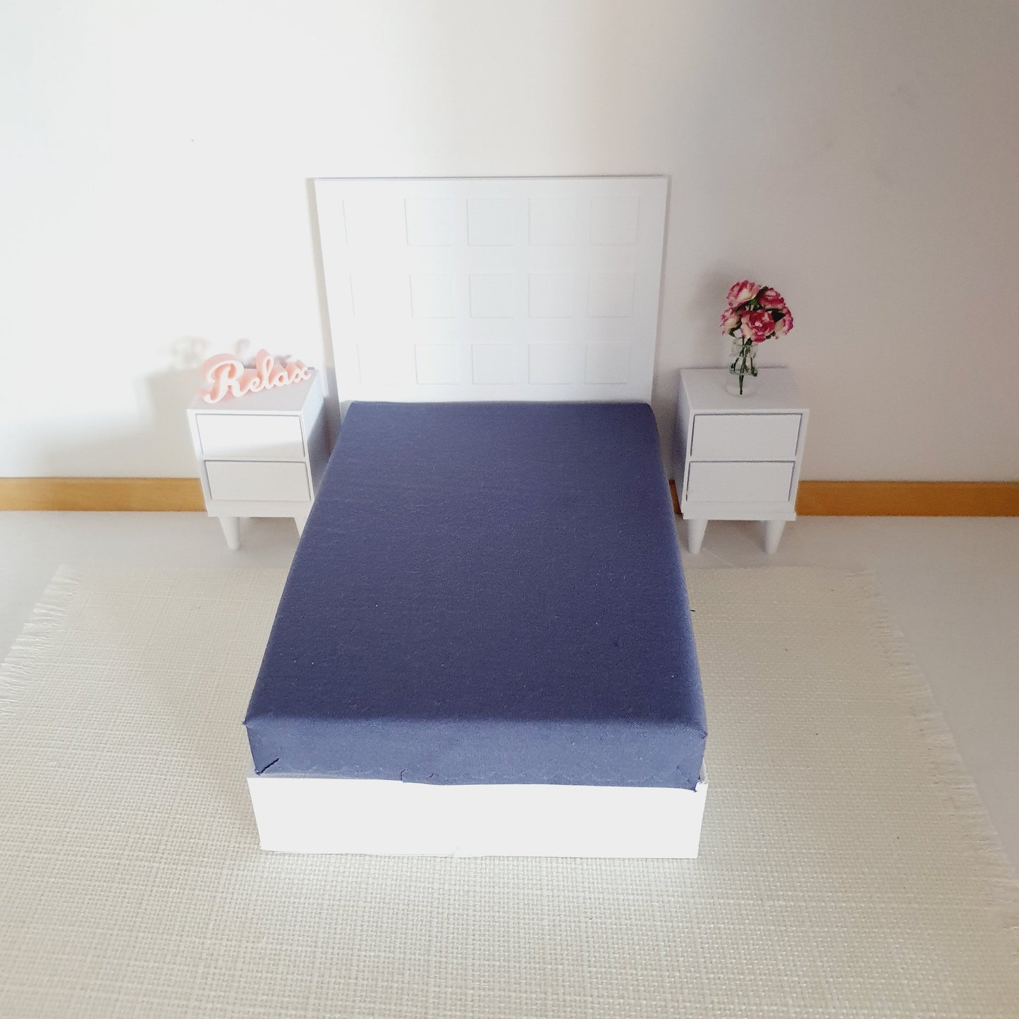 Dollhouse Double Mattress, Miniature Bed Accessory, Coloured Bedding, Dolls House Bedroom Decor, Mini Furniture, Handmade Design, 12th Scale