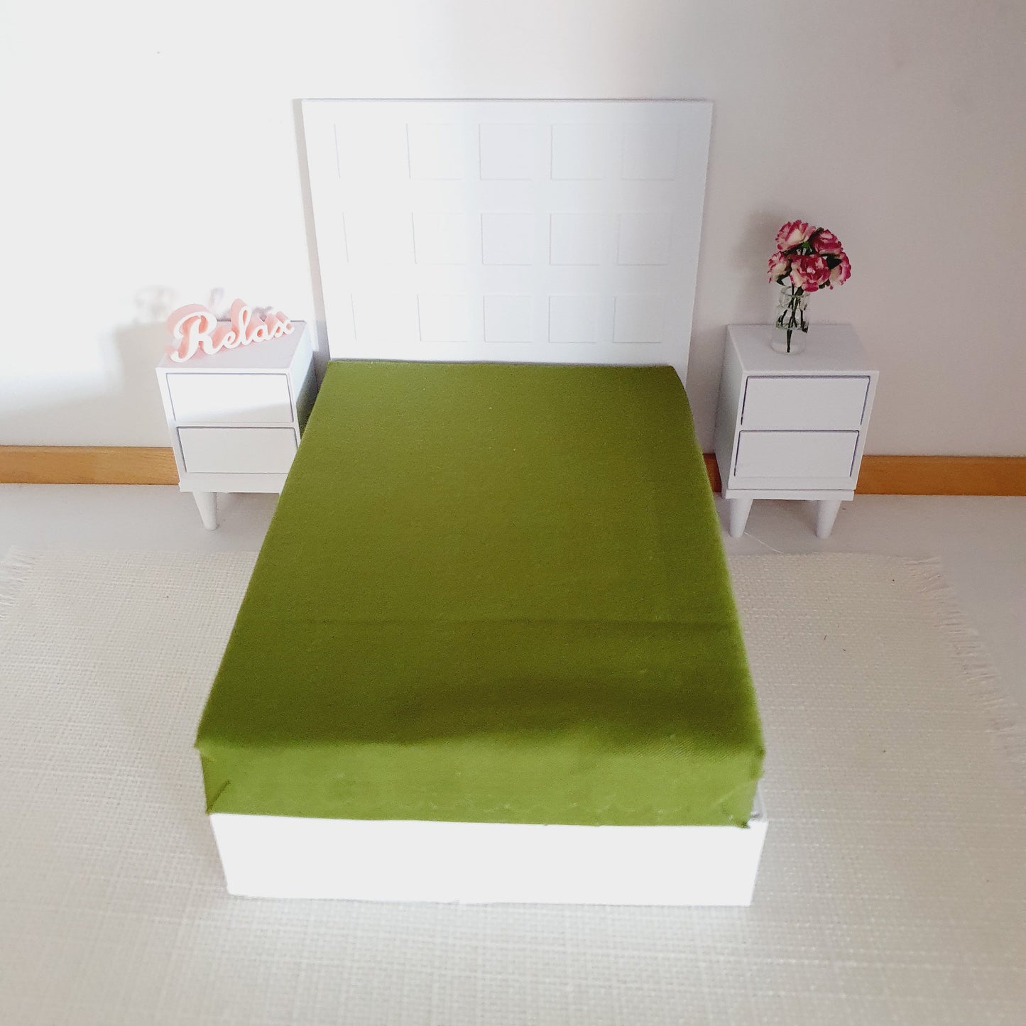 Dollhouse Double Mattress, Miniature Bed Accessory, Coloured Bedding, Dolls House Bedroom Decor, Mini Furniture, Handmade Design, 12th Scale
