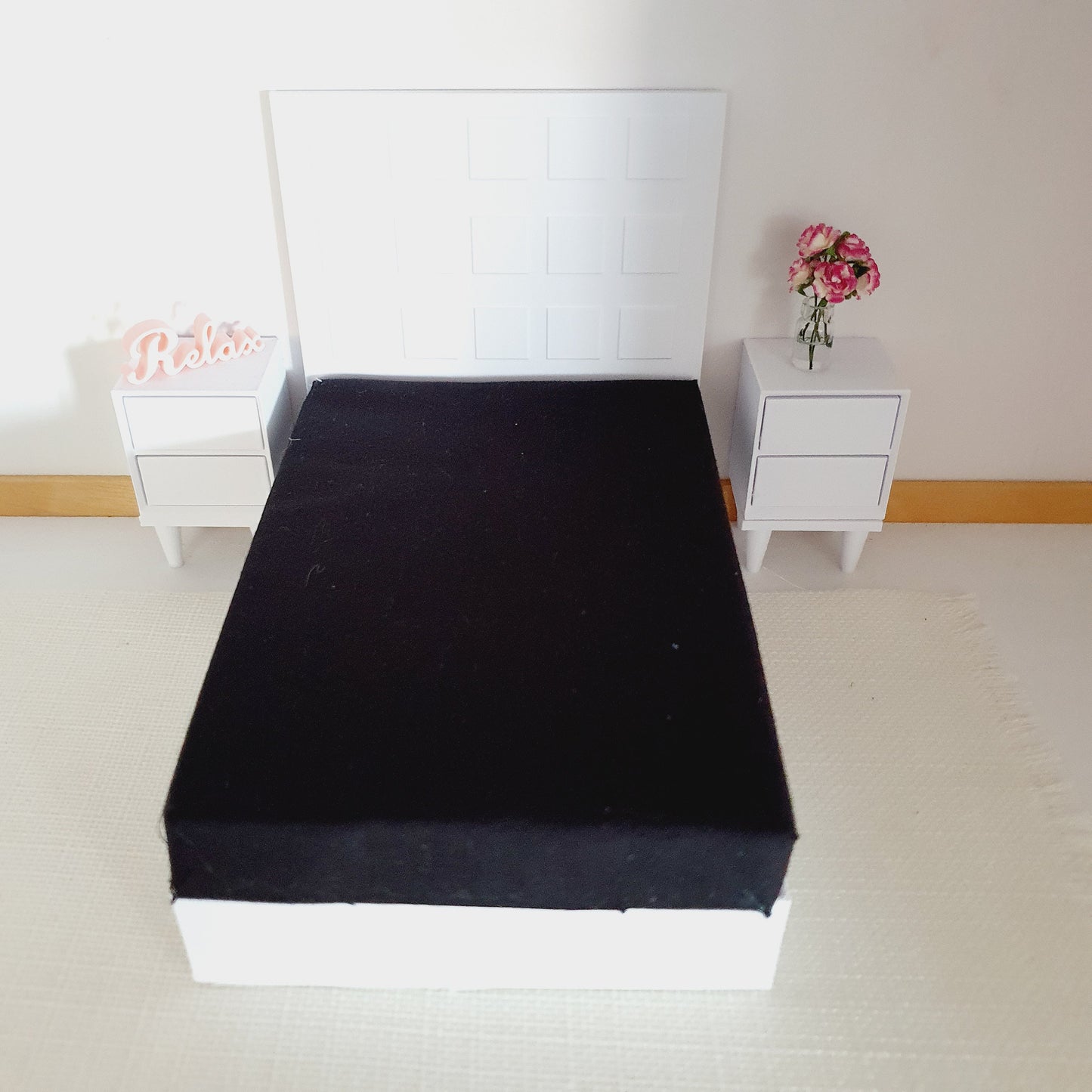 Dollhouse Double Mattress, Miniature Bed Accessory, Coloured Bedding, Dolls House Bedroom Decor, Mini Furniture, Handmade Design, 12th Scale