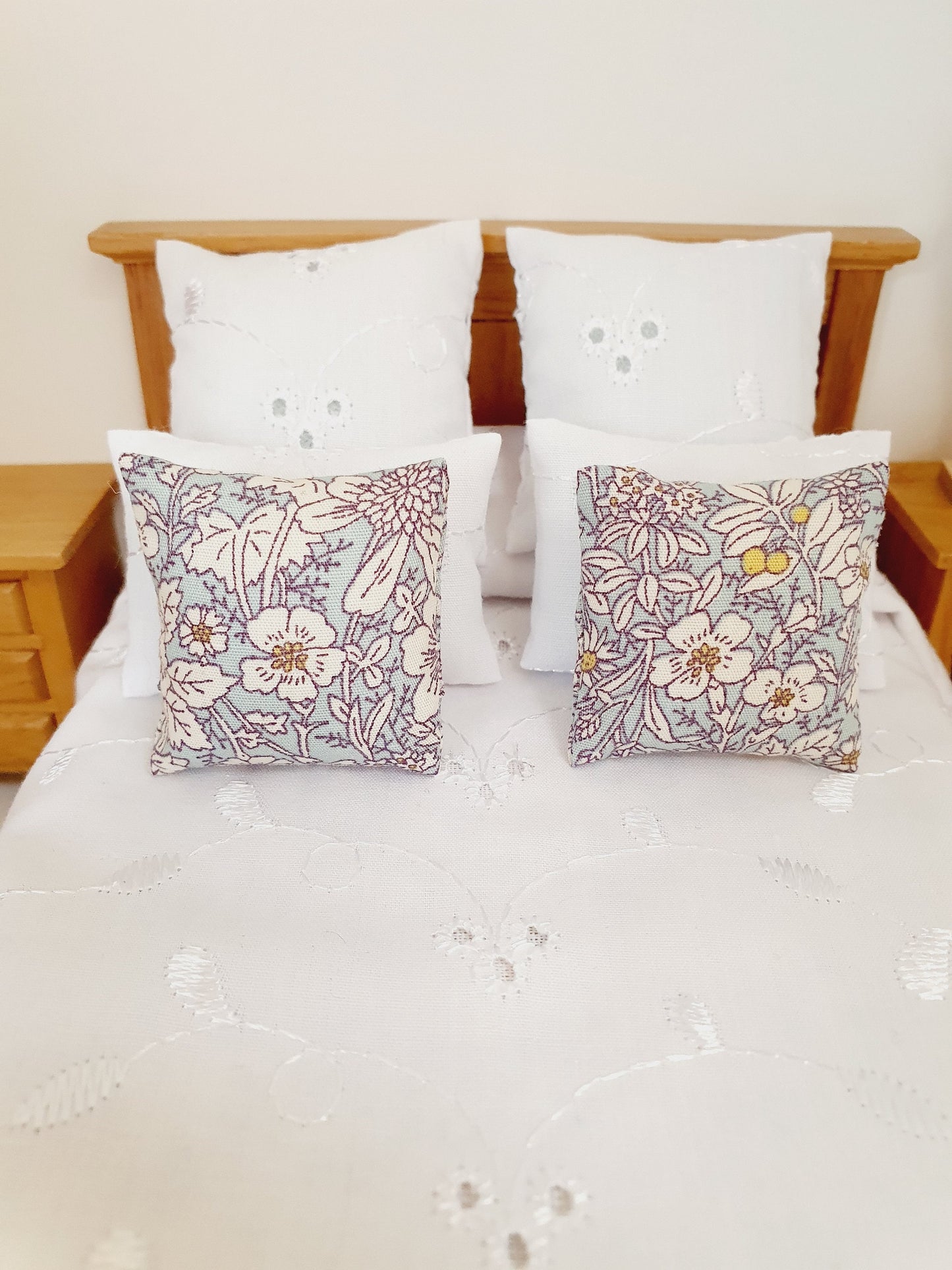 Dolls house 2x Liberty Floral Print cushions, Choice of colours , 12th scale cushions, miniature cushions