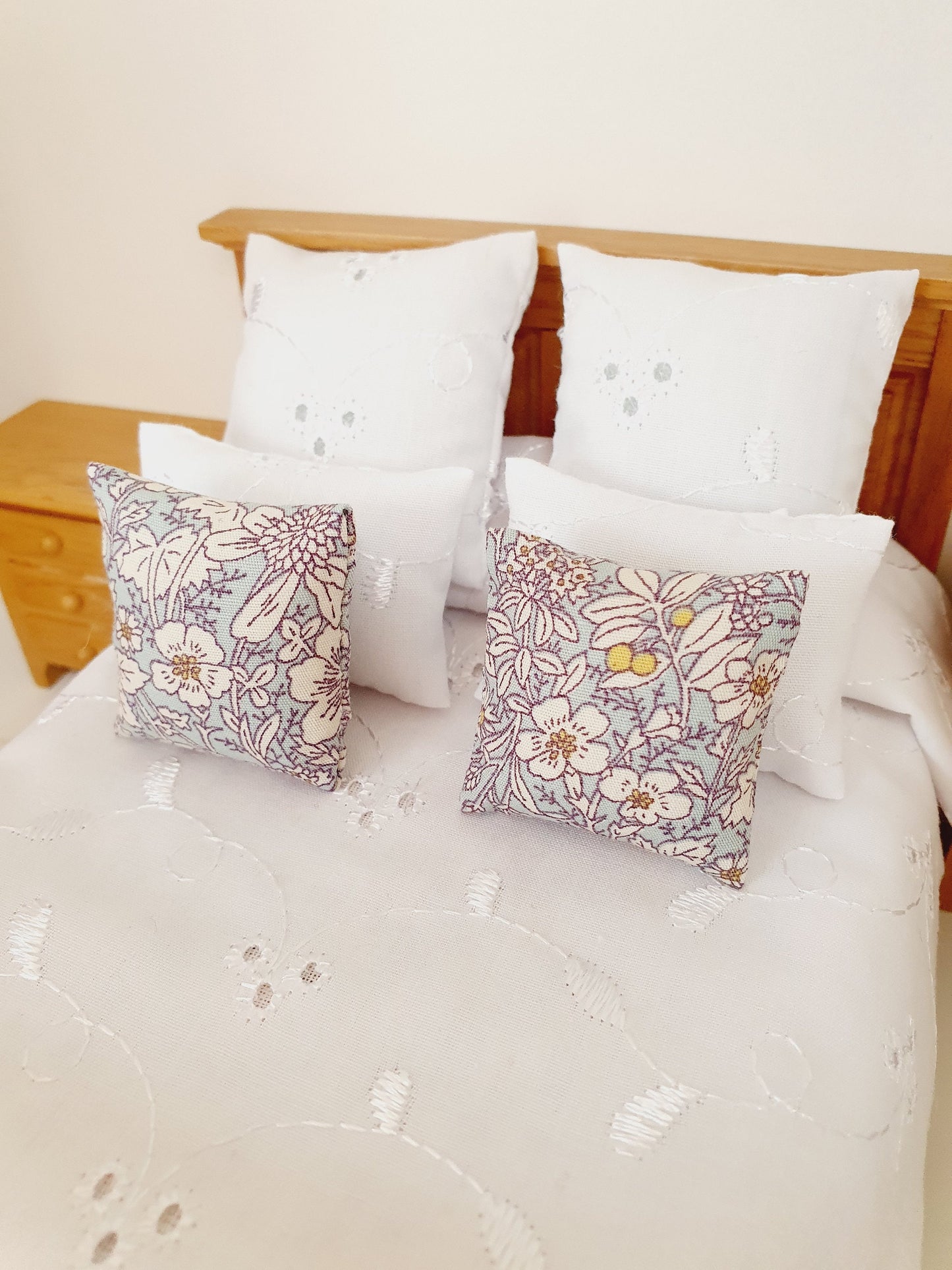 Dolls house 2x Liberty Floral Print cushions, Choice of colours , 12th scale cushions, miniature cushions