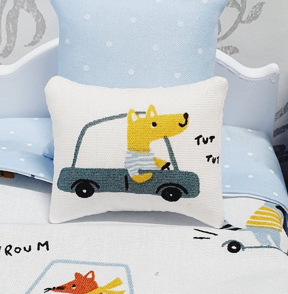 Dolls House Car Design Single Bedding Set, Boys Room 12th Scale Bedding