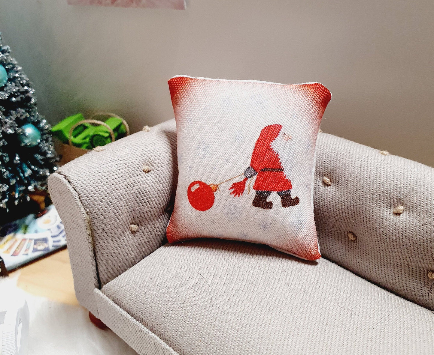 Dolls house Christmas Santa Cushions - Various Designs - 12th scale cushions, miniature cushions