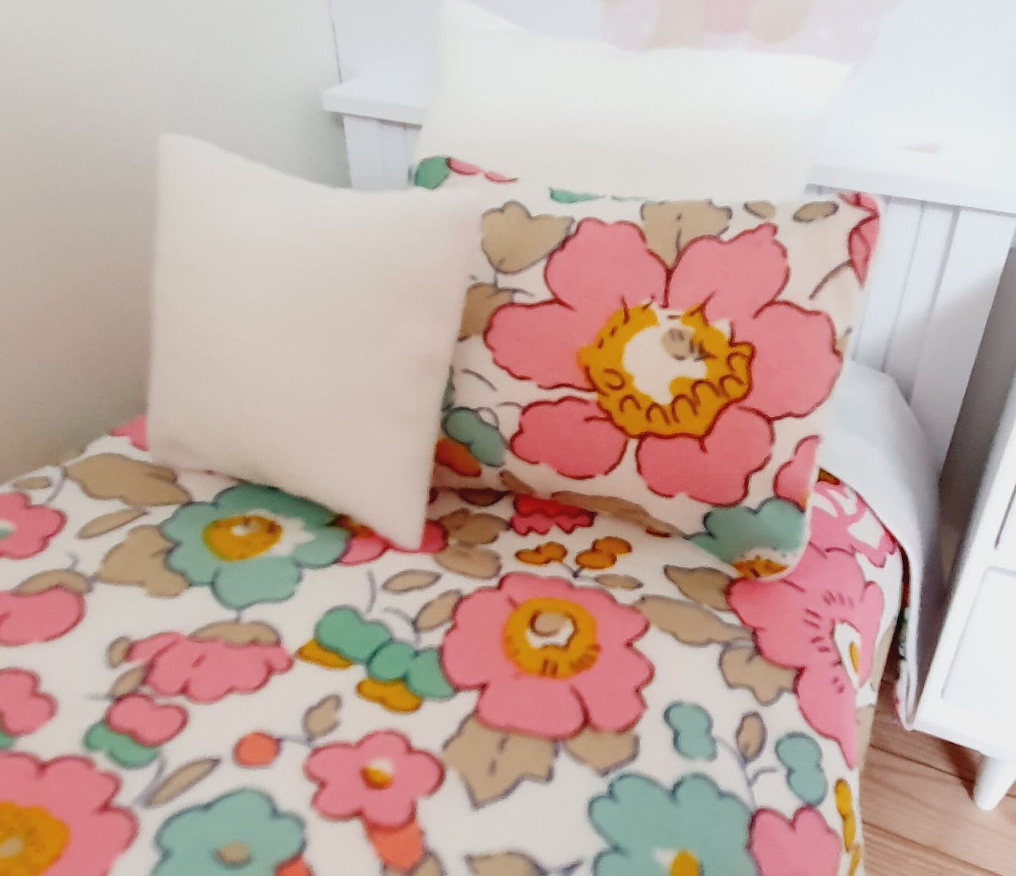 Dolls House Pretty Pink Liberty Single bedding set, 12th Scale Bedding