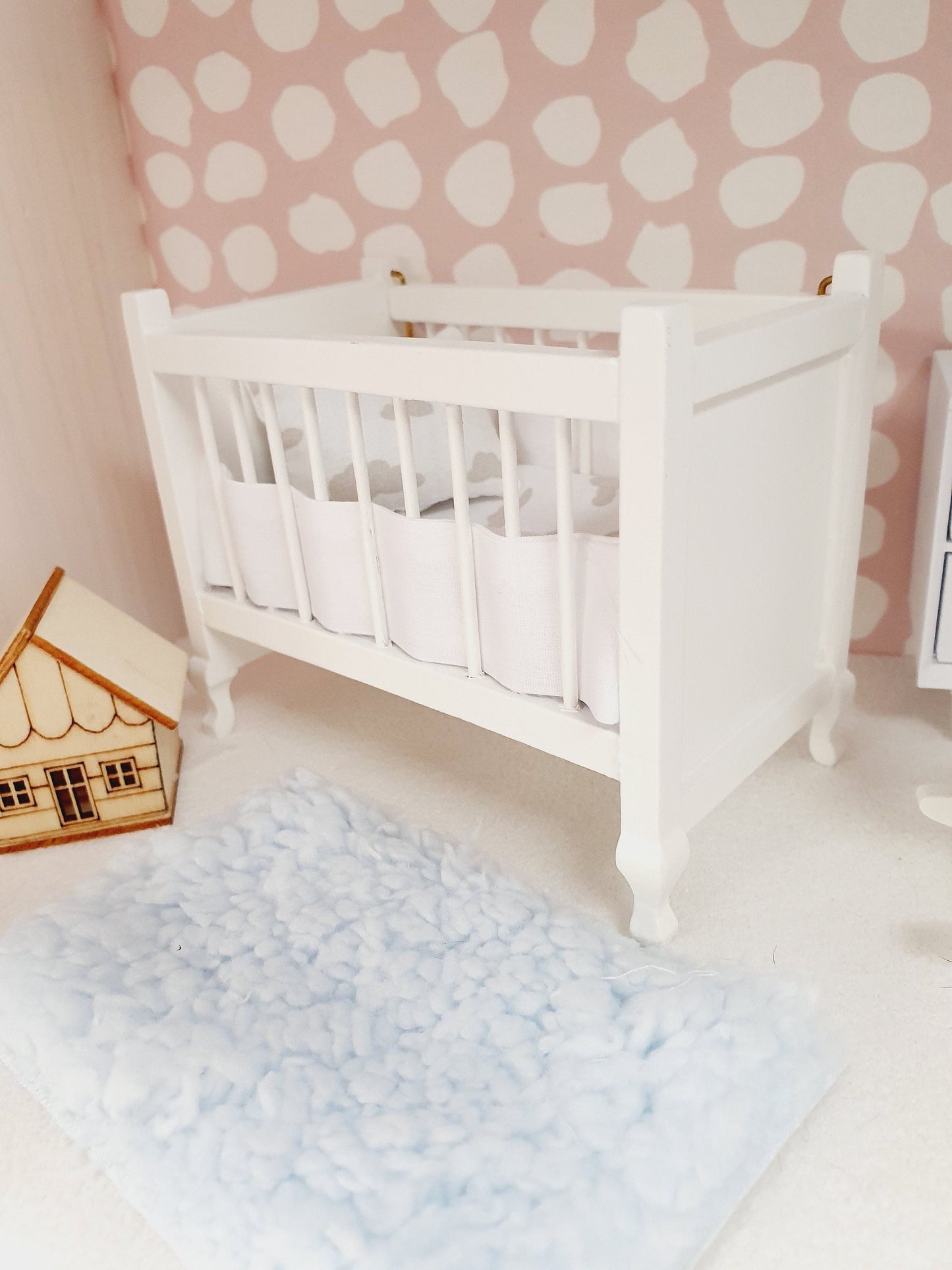 Dolls House Soft Baby Blue Fur Rug | 1:12th Scale | Miniature Rug