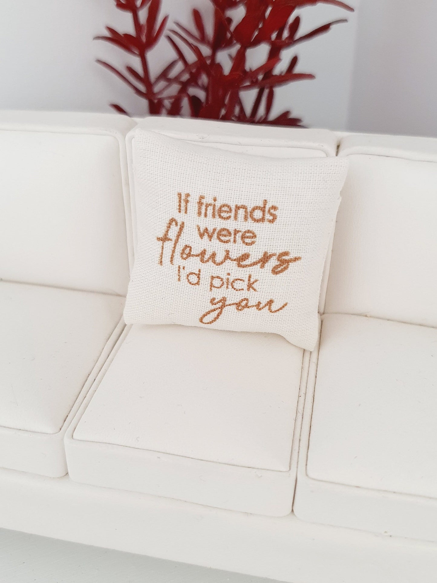 Dolls house 1x Cute Cream & Gold Quote Cushions, 12th scale cushions, miniature cushions