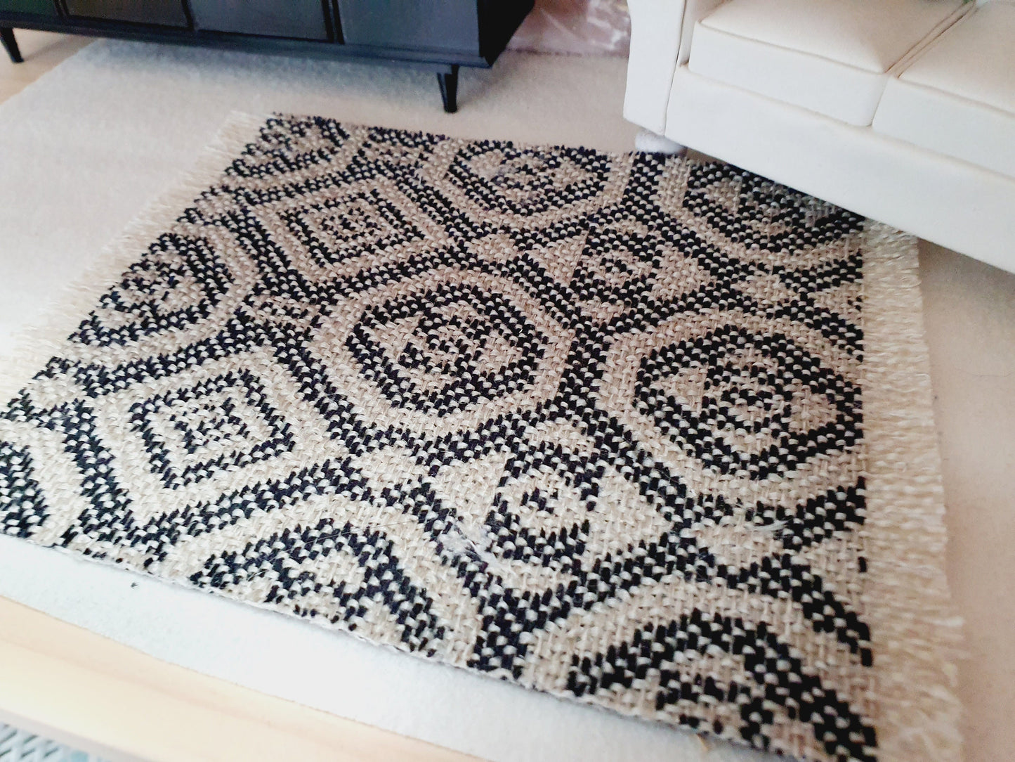 Dolls House Dark Grey Rug | 1:12th Scale | Miniature Rug
