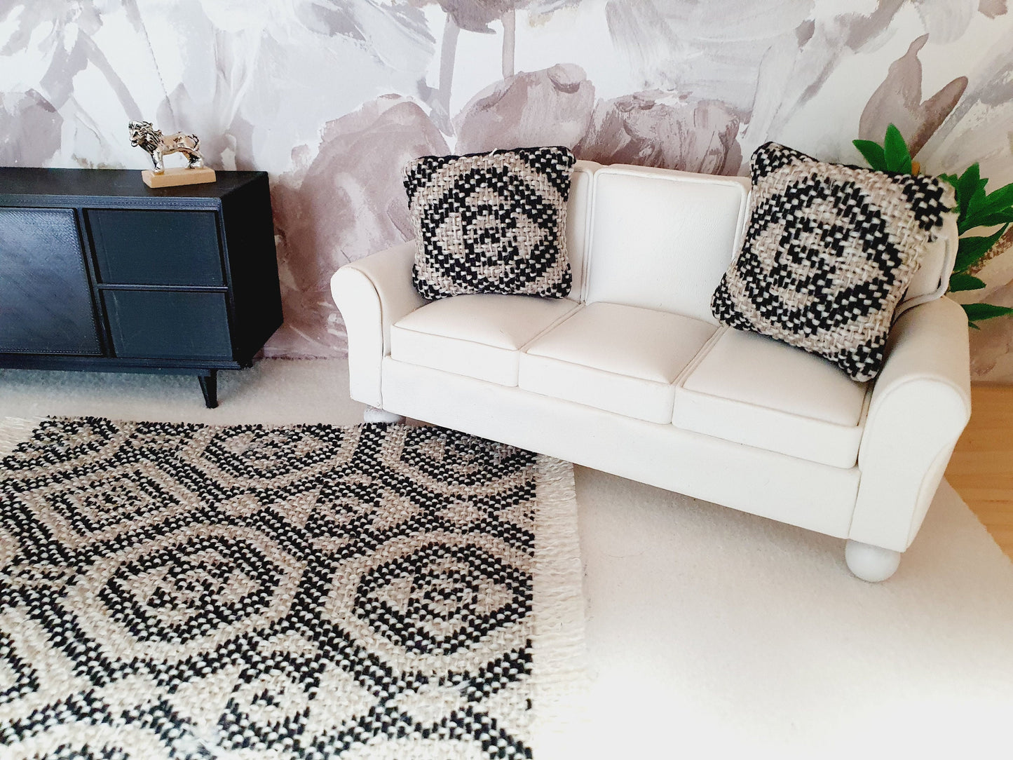 Dolls House Dark Grey Rug | 1:12th Scale | Miniature Rug