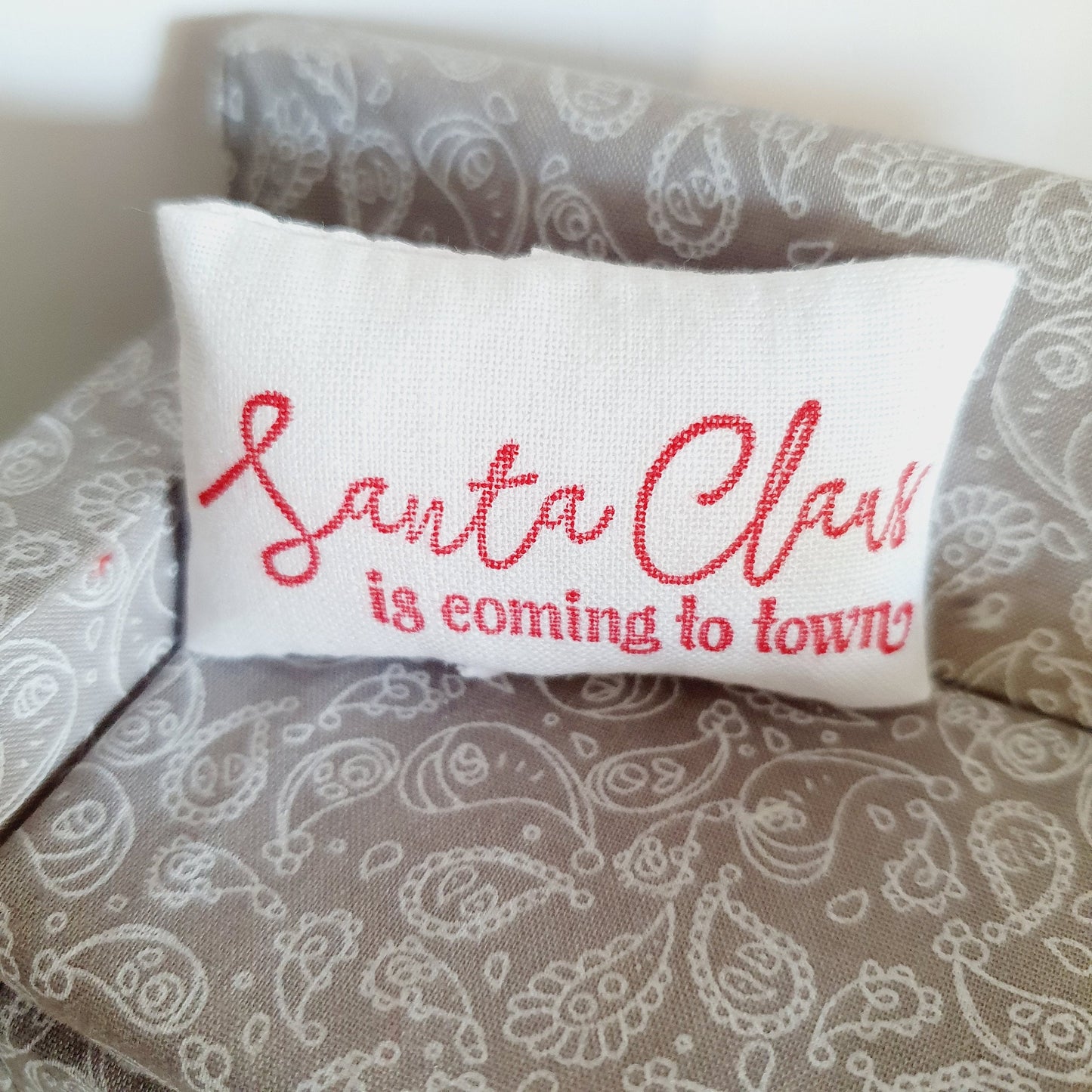 Dolls house Christmas " Santa Coming to Town " Cushion, 12th scale cushions, miniature cushion