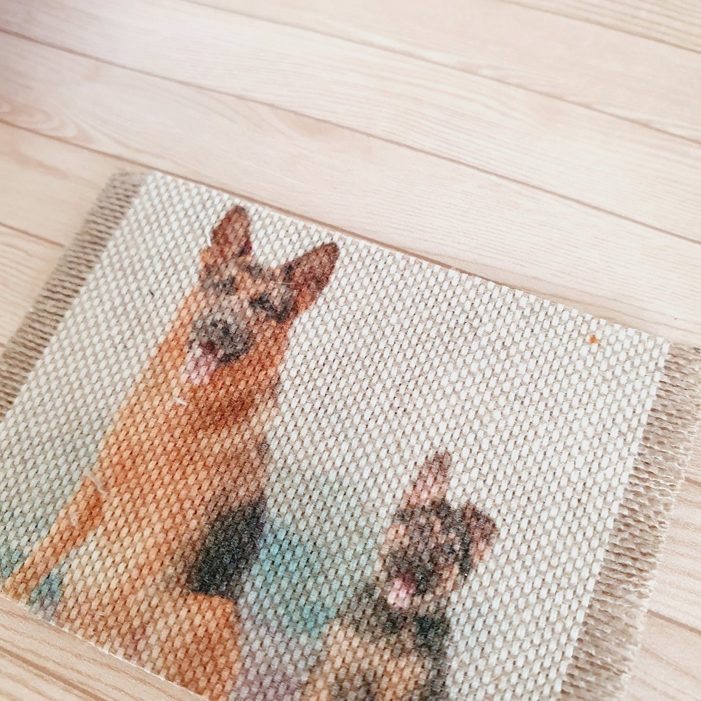 Dolls House German Shepherd Dog & Pup Fabric Door Mat | 1:12th Scale | Miniature Mat
