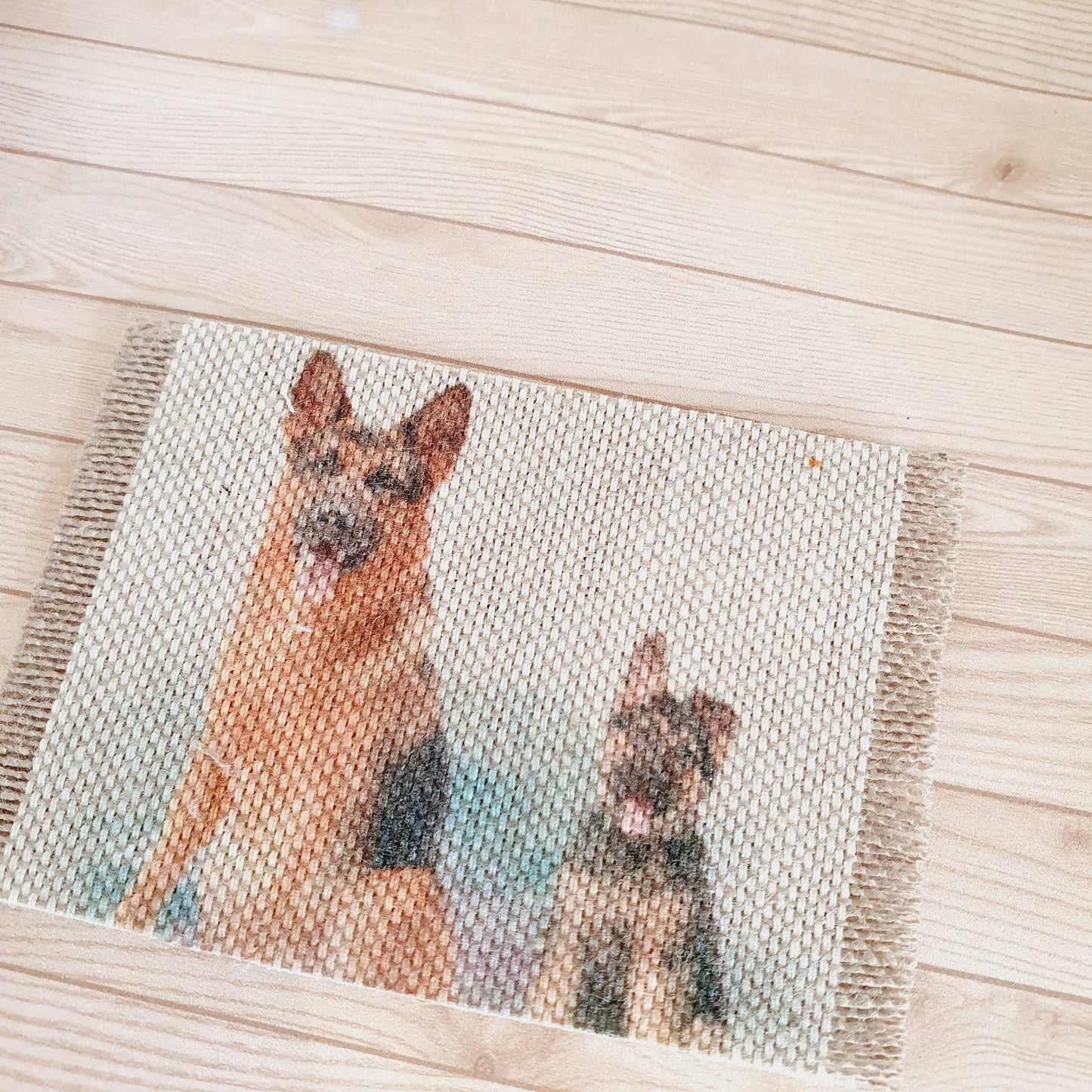 Dolls House German Shepherd Dog & Pup Fabric Door Mat | 1:12th Scale | Miniature Mat