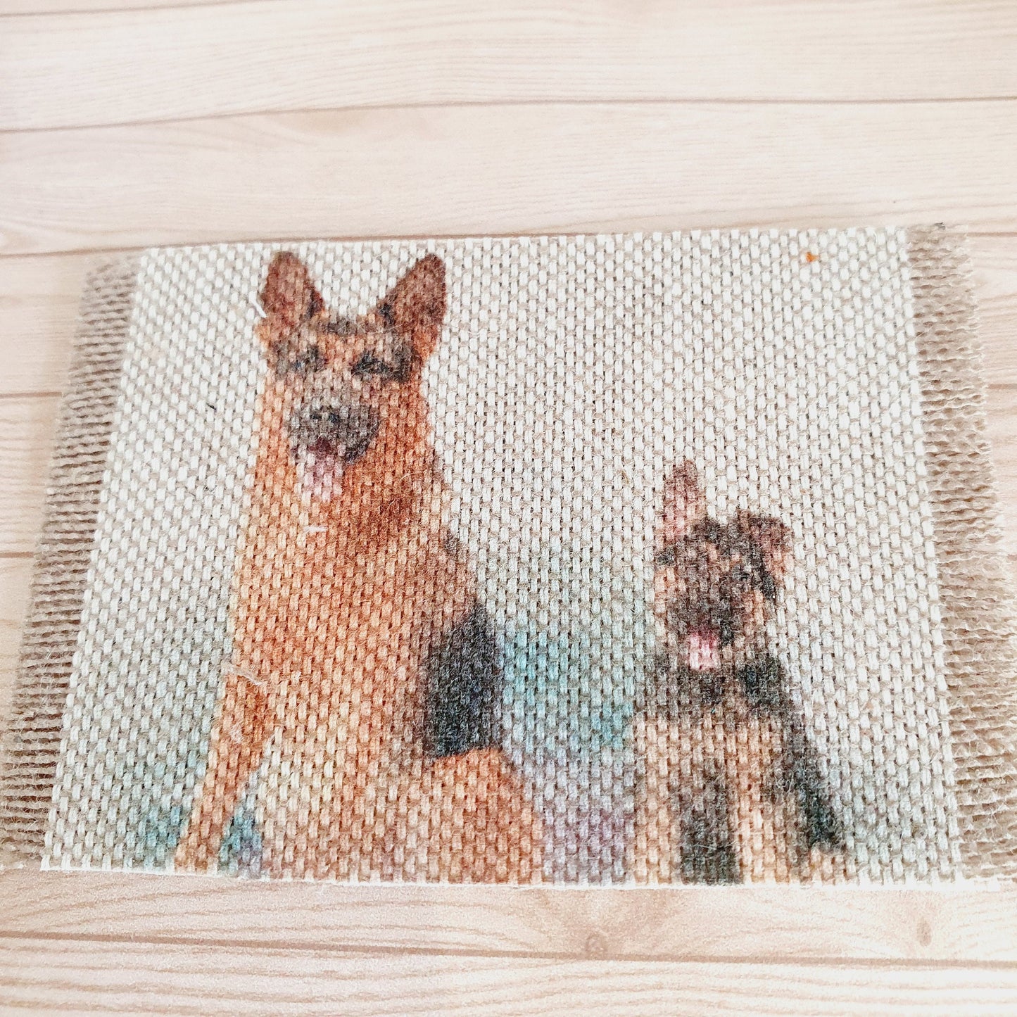 Dolls House German Shepherd Dog & Pup Fabric Door Mat | 1:12th Scale | Miniature Mat