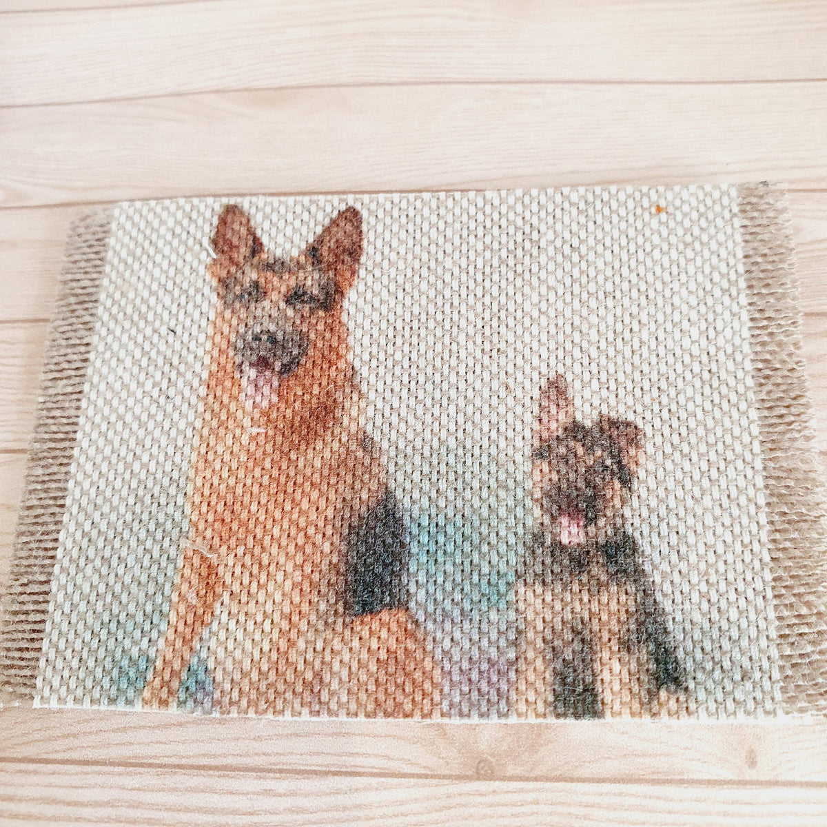 Dolls House German Shepherd Dog & Pup Fabric Door Mat | 1:12th Scale | Miniature Mat