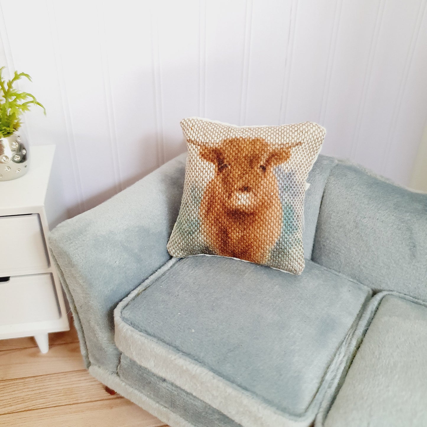 Dolls house 1x Highland Cow cushion, Cute cow cushion, 12th scale cushions, miniature cushion