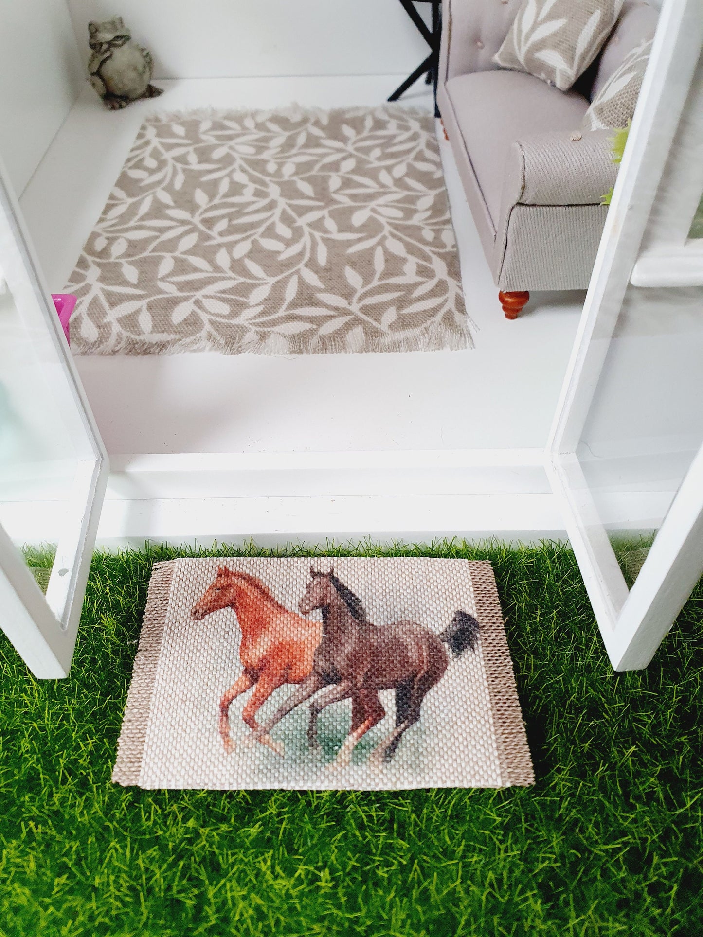 Dolls House Horses Fabric Doormat | 1:12th Scale | Miniature mat