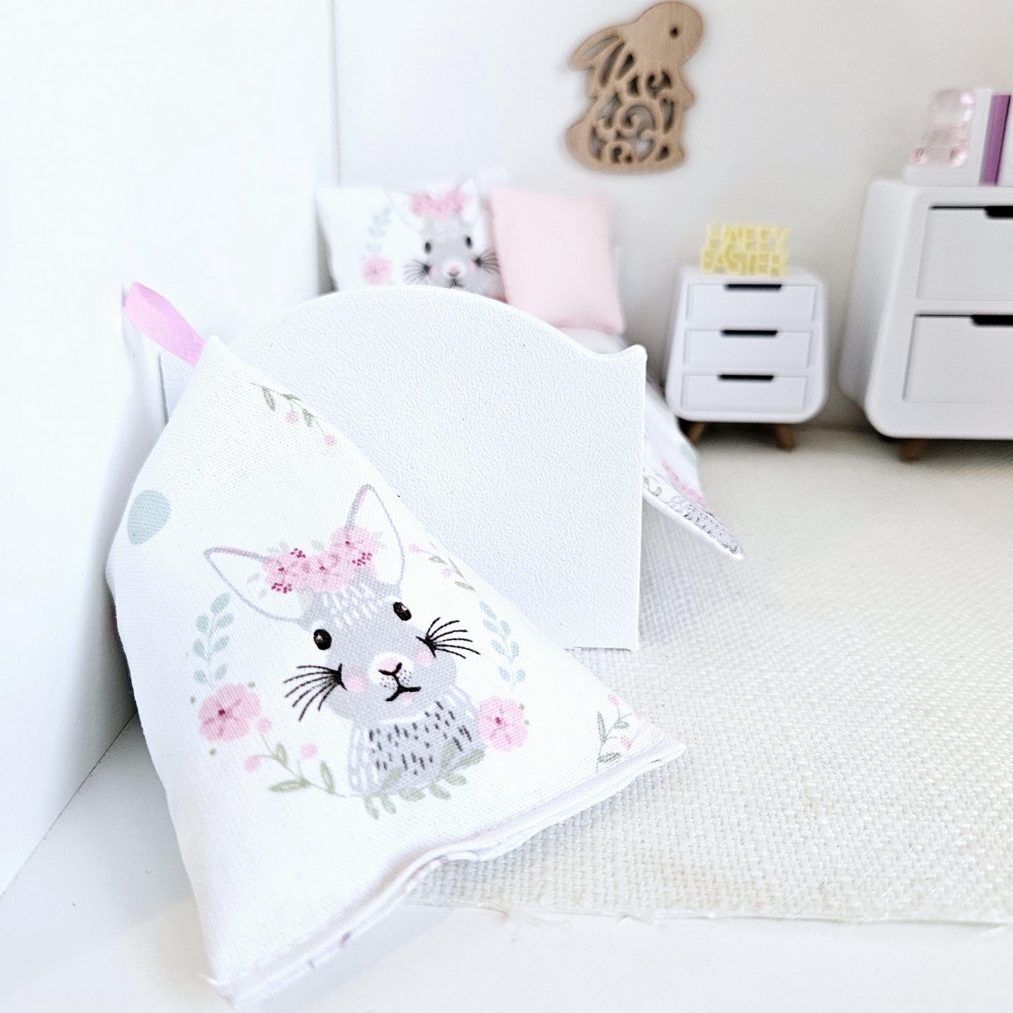 Dolls house Easter Bunny Bean Chair Set | 12th scale chair