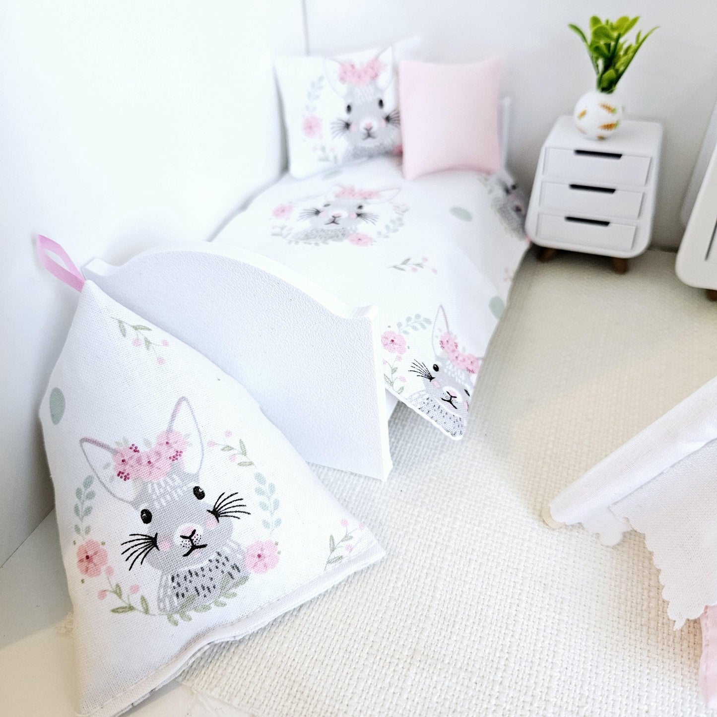 Dolls house Easter Bunny Bean Chair Set | 12th scale chair