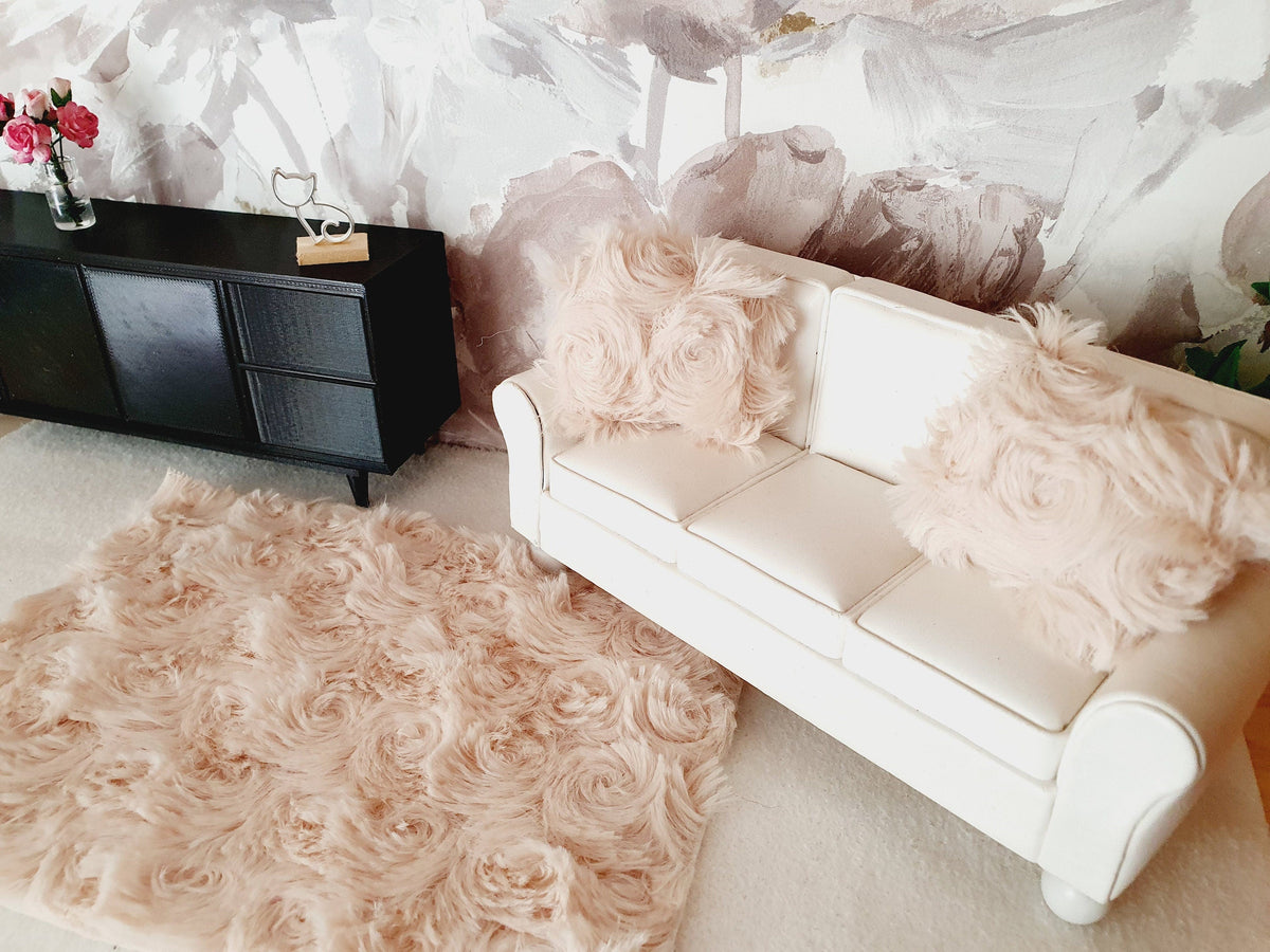 Dolls House Fawn Soft Fur Rug | 1:12th Scale | Miniature Rug