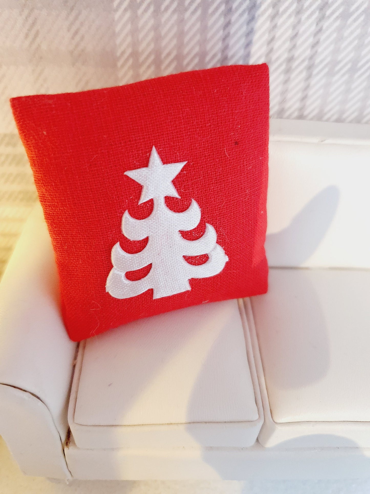 Dolls house Christmas Tree cushion, Choice of colours, 12th scale cushions, miniature cushion