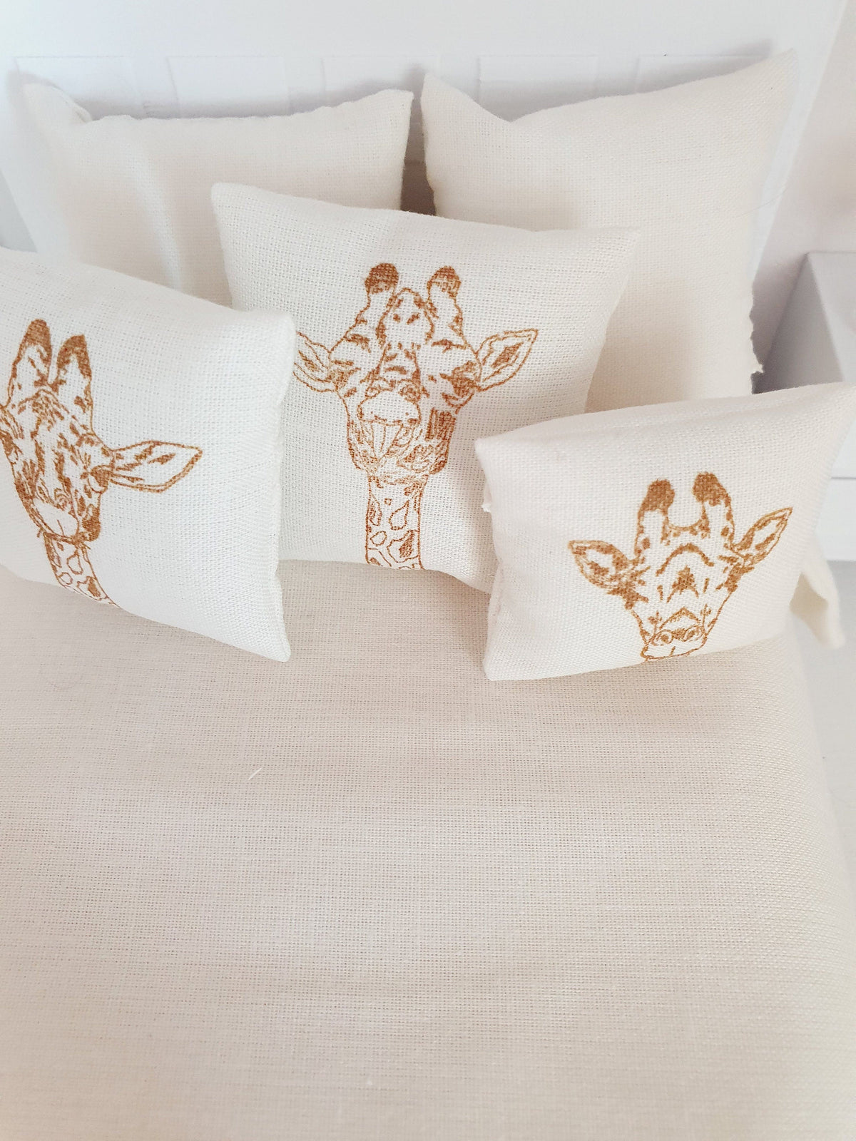 Dolls house Triple Pack Giraffe Cushions | 12th scale cushions, miniature cushions