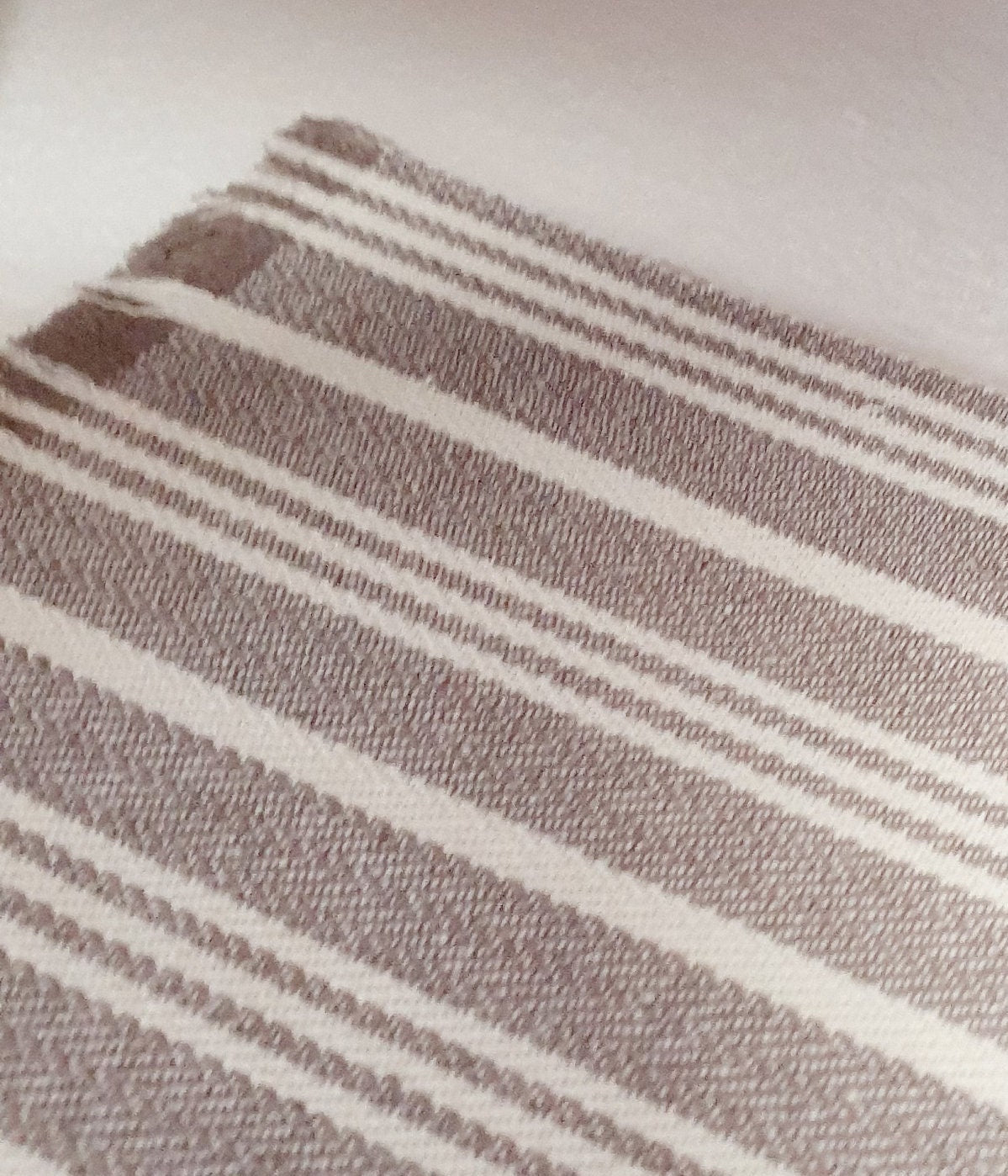 Dolls House Dark Beige & Cream Striped Rug, 1:12th Scale, Miniature Rug, Linen Effect