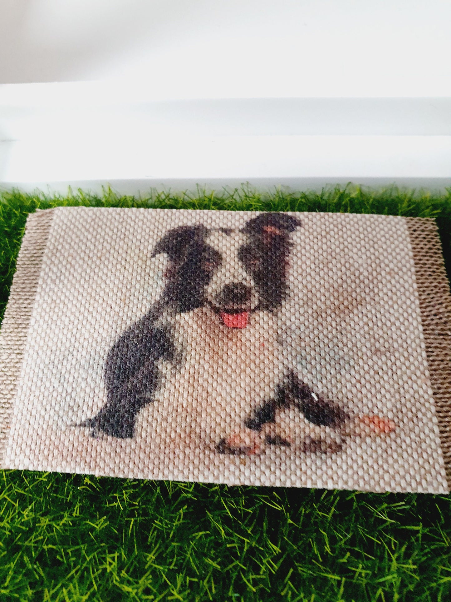 Dolls House Border Collie Doormat | Dog Design Fabric Door Mat | 1:12th Scale doormat | Miniature Mat